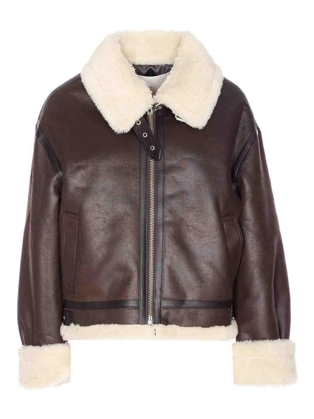Dunst Brown Faux Fur Leather Jacket