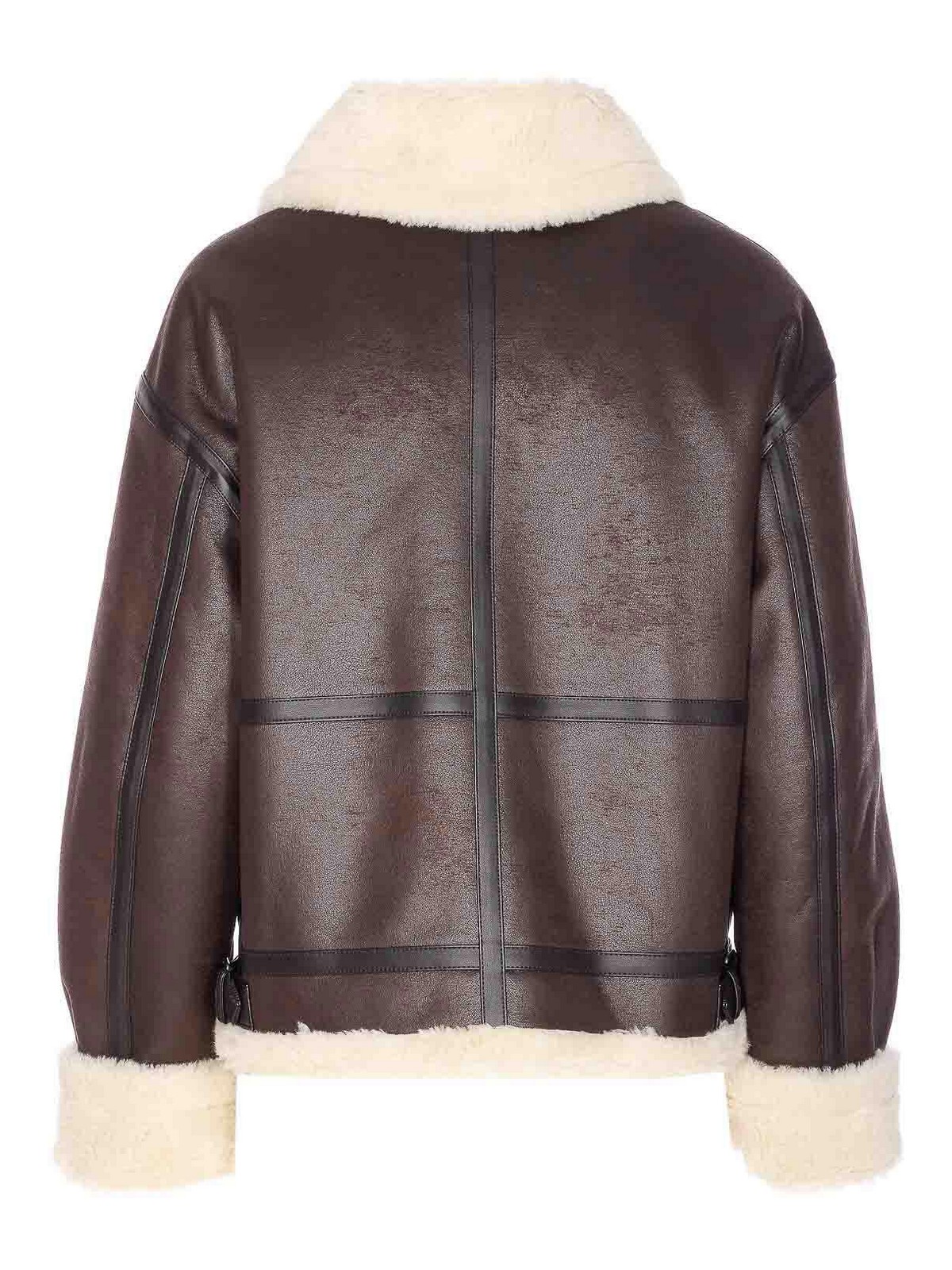 Dunst Brown Faux Fur Leather Jacket In Brown