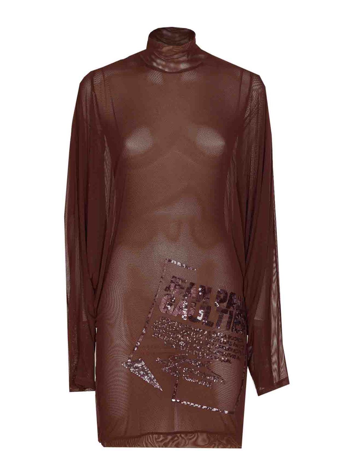 Jean Paul Gaultier Women The Short Dress With Embroidered Gaultier Jacquard Label In Brown