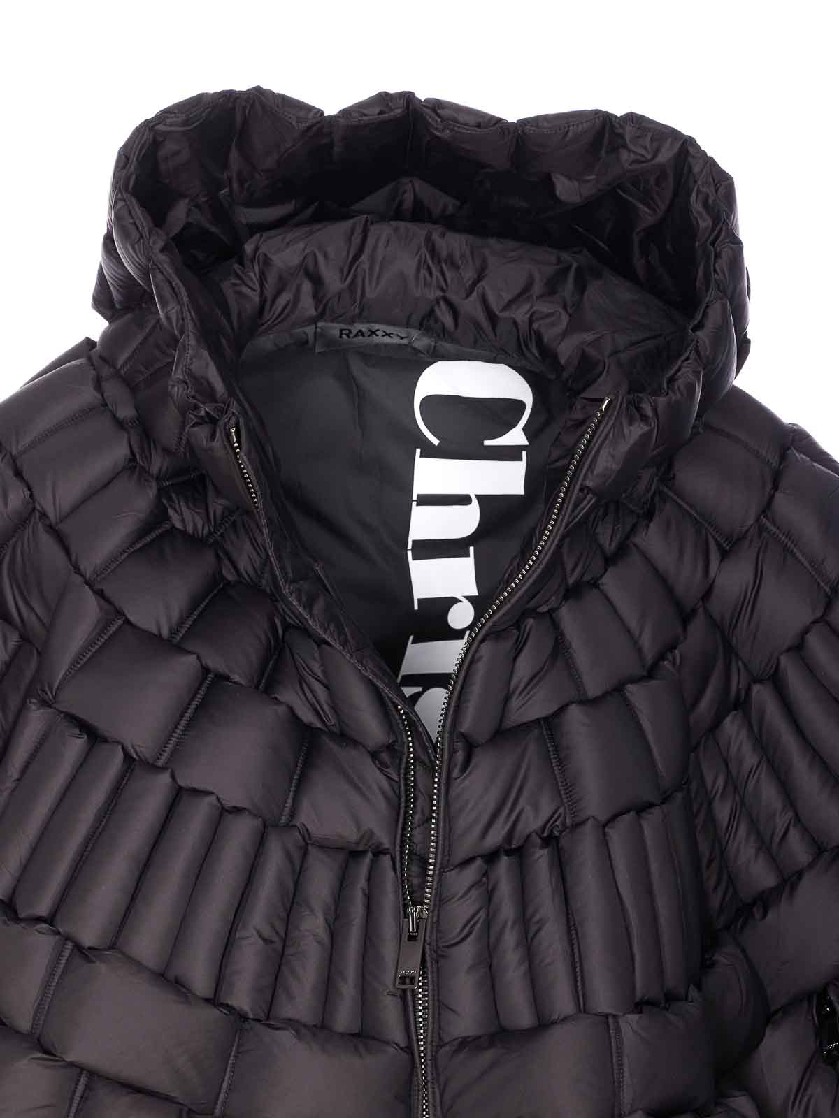 Raxxy Blue Patterned Down Jacket In Black
