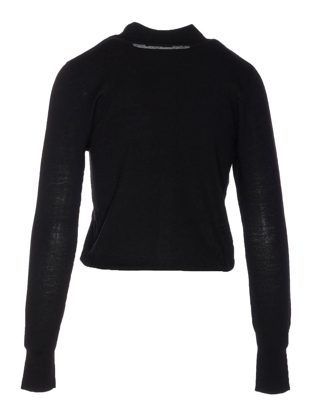 Patrizia Pepe Wool Sweater With Buttons And Internal Top In Black