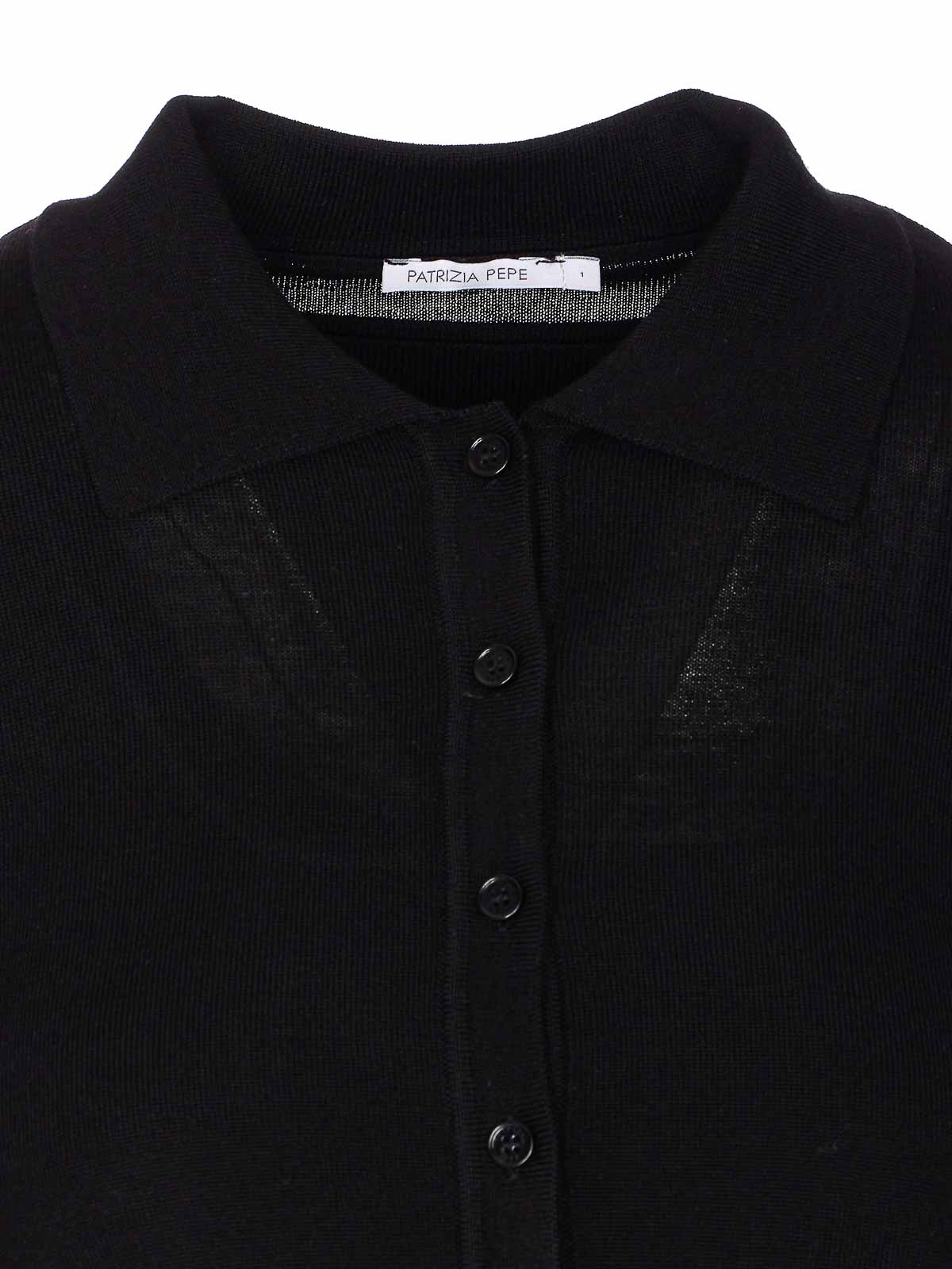Patrizia Pepe Wool Sweater With Buttons And Internal Top In Black
