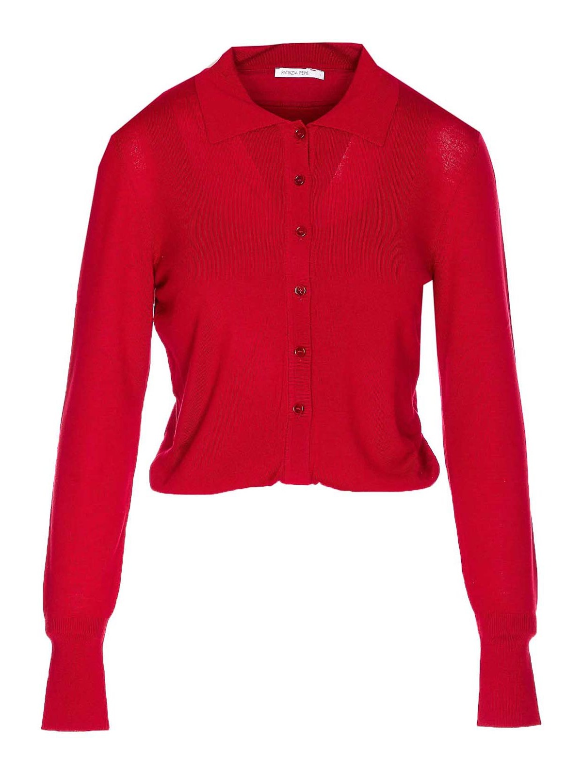 Patrizia Pepe Wool Sweater With Buttons And Internal Top In Red