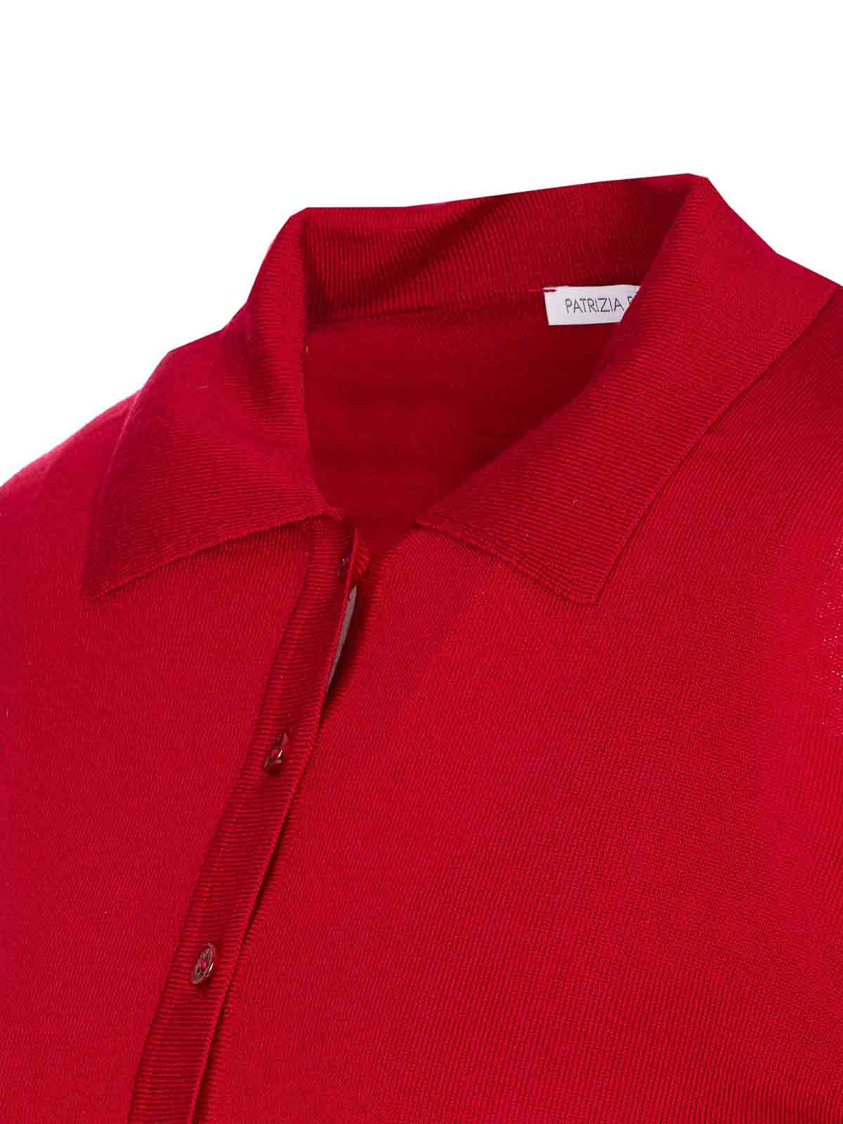 Patrizia Pepe Wool Sweater With Buttons And Internal Top In Red