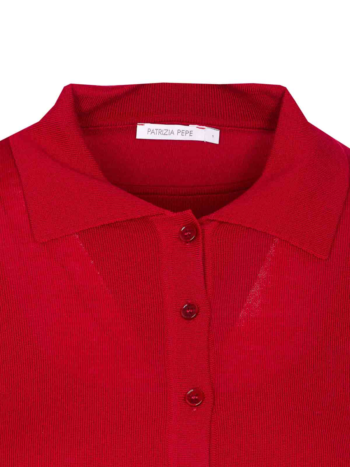 Patrizia Pepe Wool Sweater With Buttons And Internal Top In Red