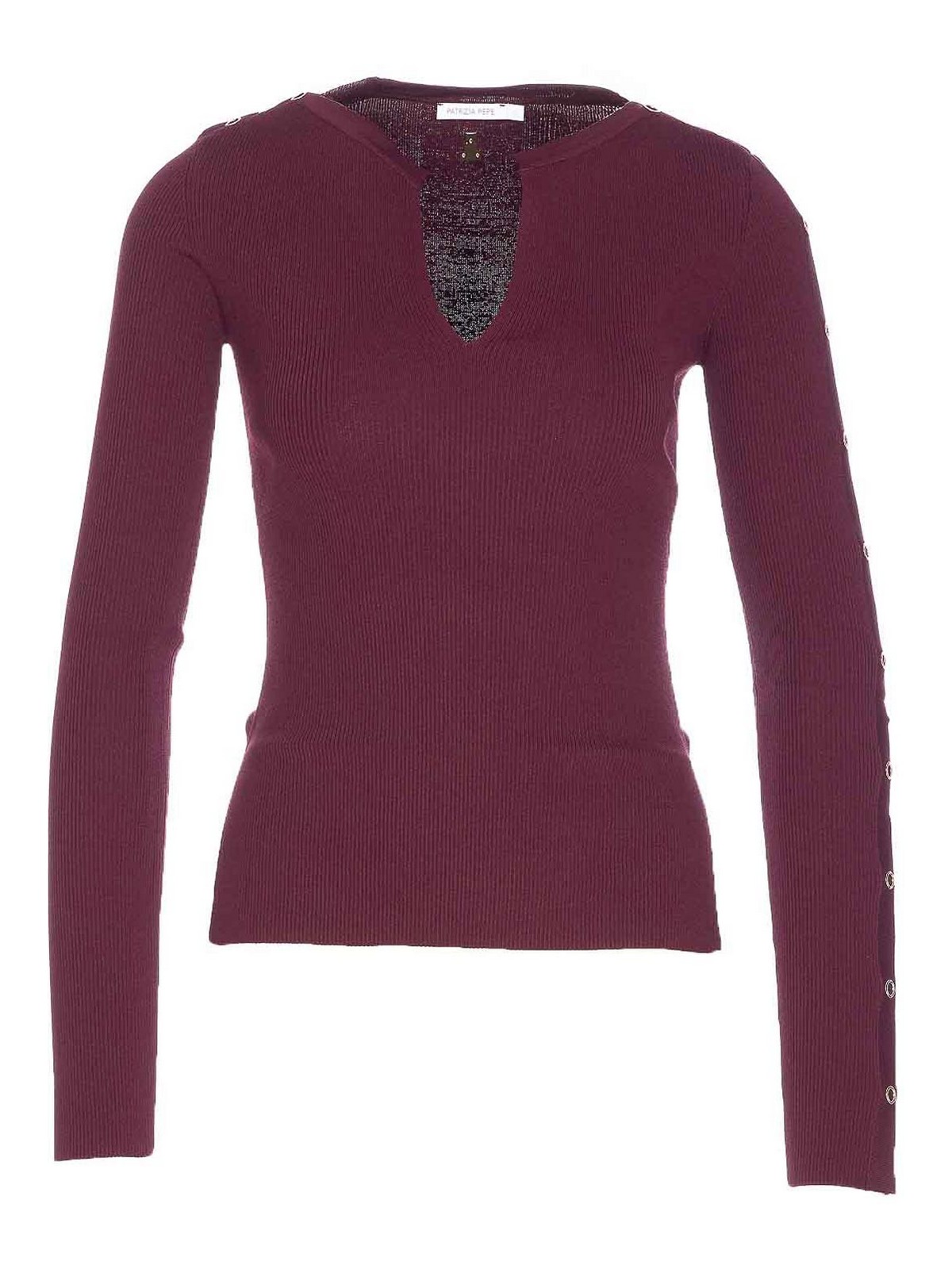 Patrizia Pepe Bordeaux Long Sleeves Top In Red
