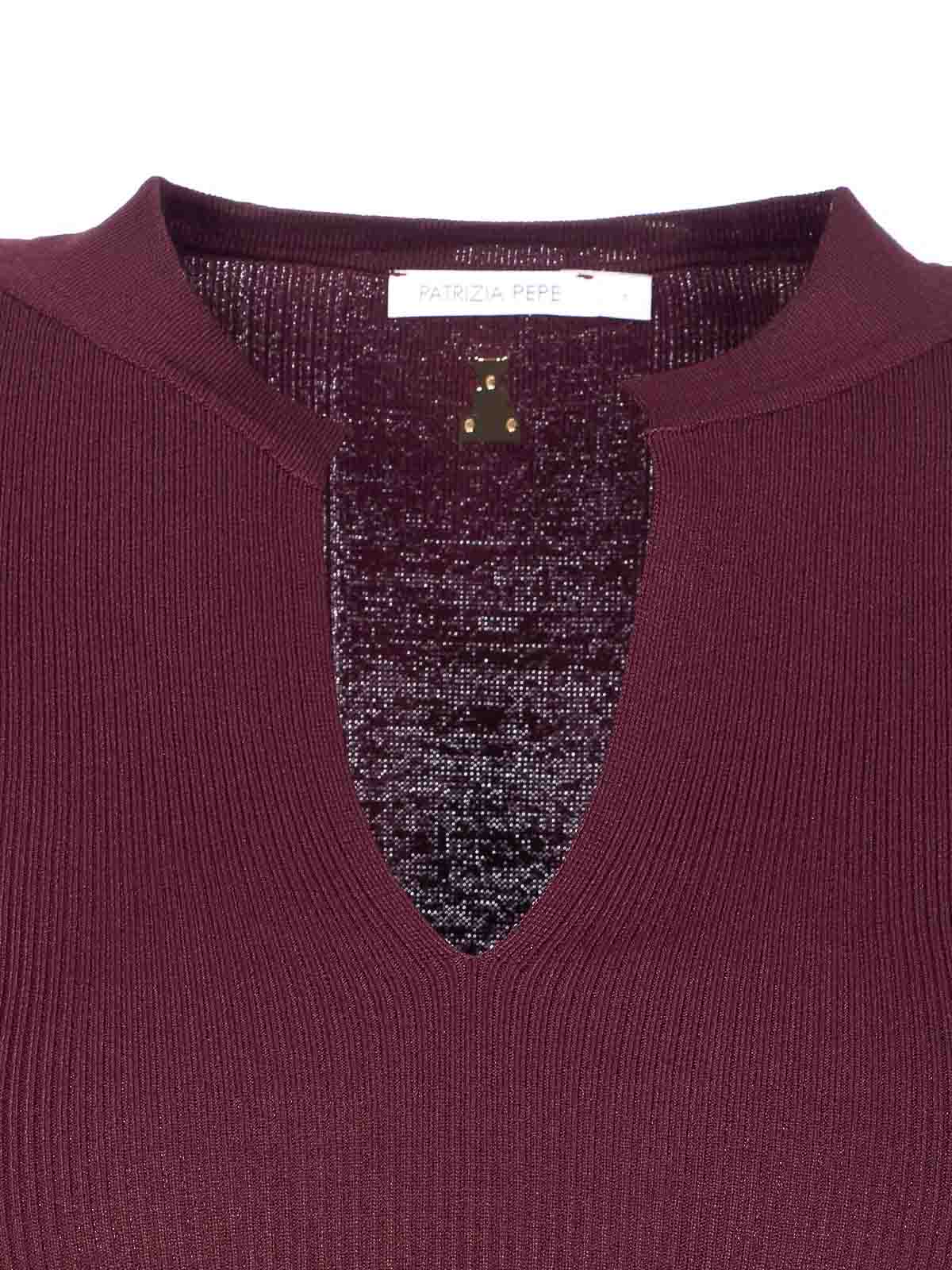 Patrizia Pepe Bordeaux Long Sleeves Top In Red