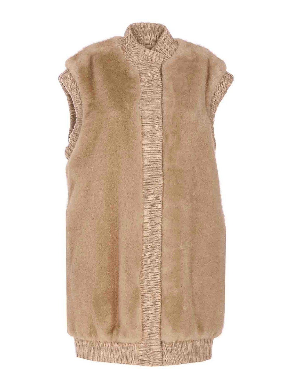 Pinko Genovese Faux Fur Vest In Brown