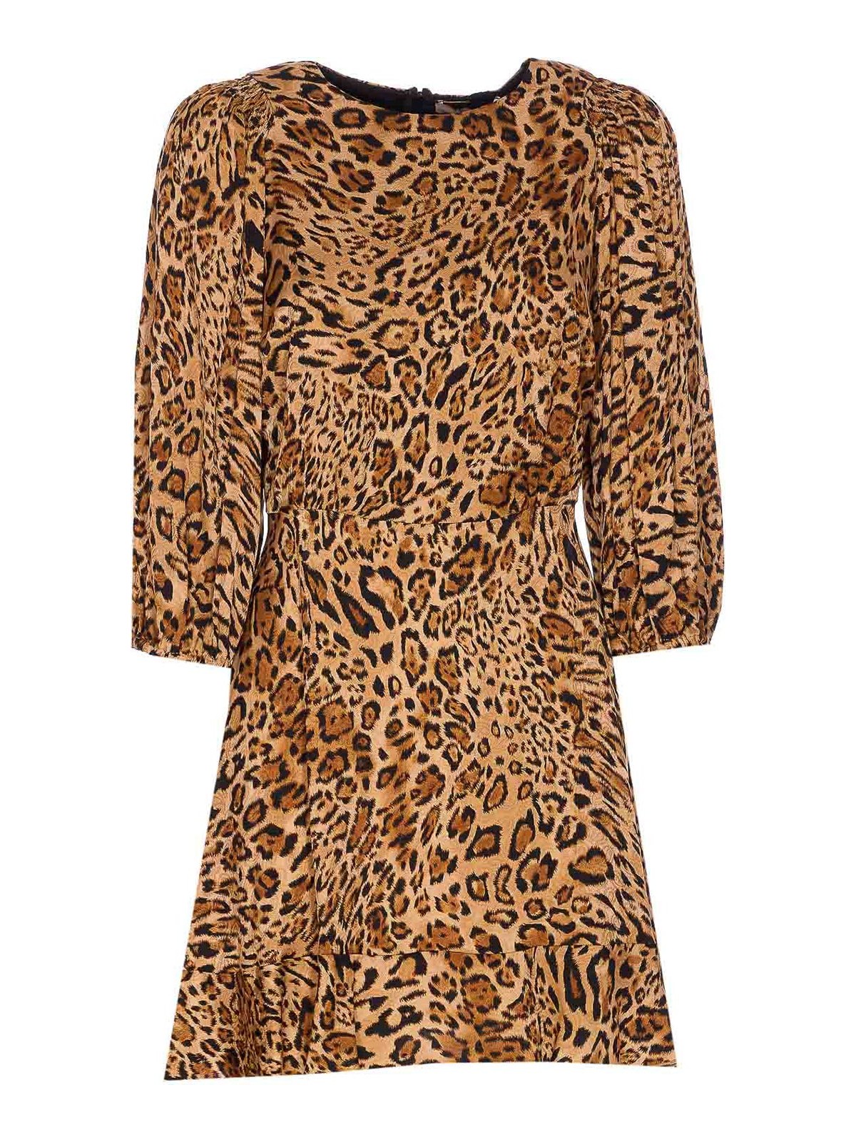 Twinset Leopard-print Puff-sleeve Mini Dress In Animal Print