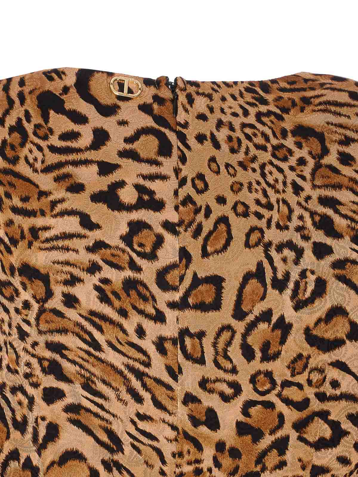 Twinset Leopard-print Puff-sleeve Mini Dress In Animal Print