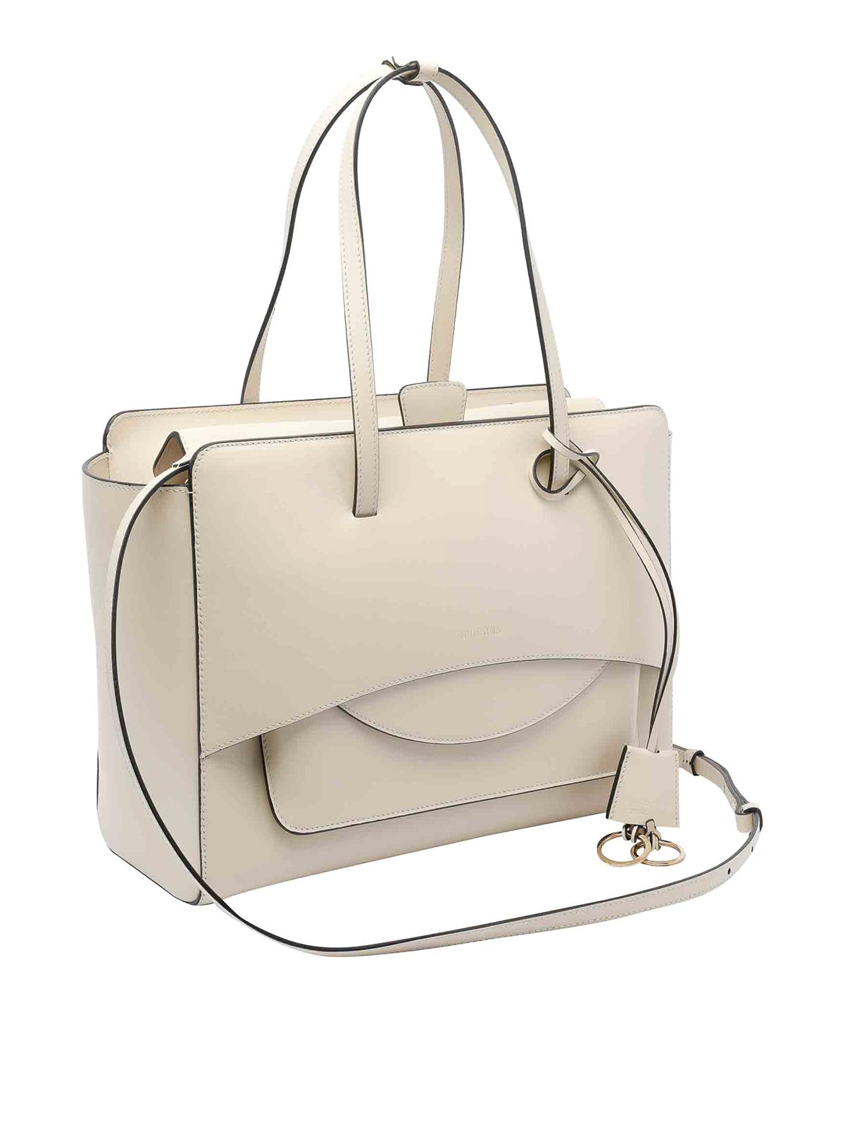 Hidesins Large Flap Handbag In White