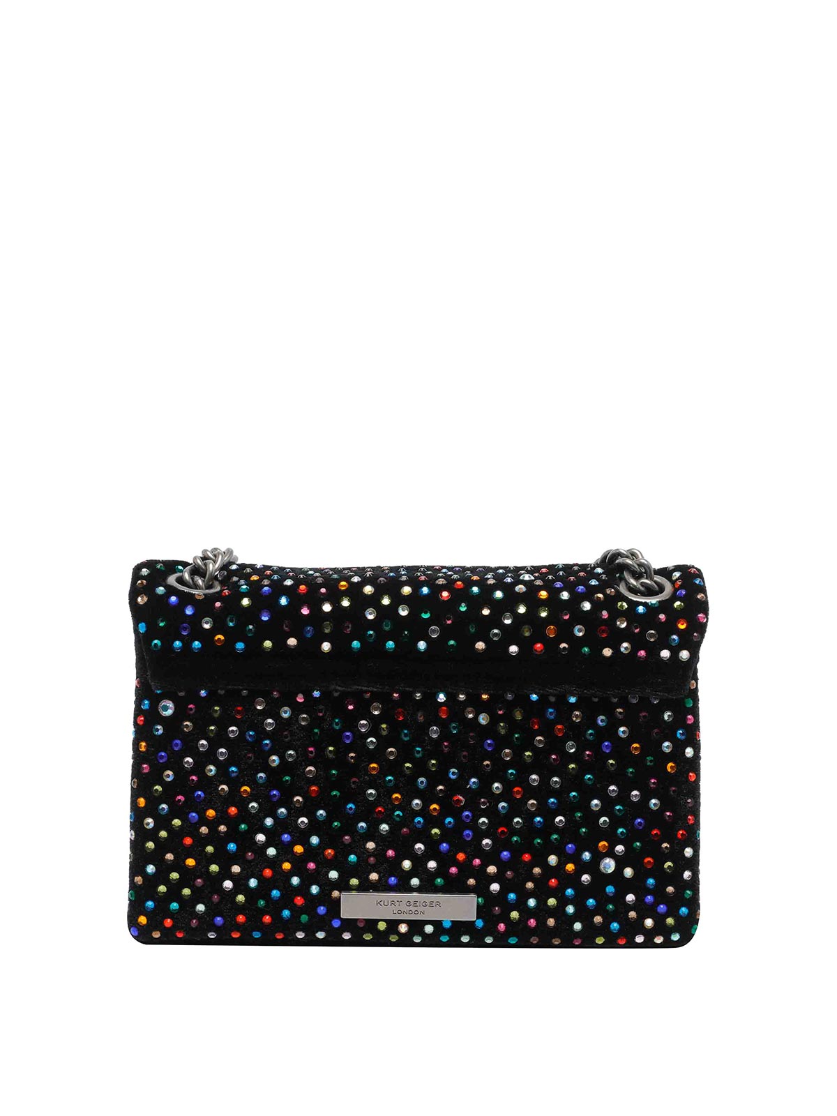 Kurt Geiger Mini Velvet Kensington Crossbody Bag In Black