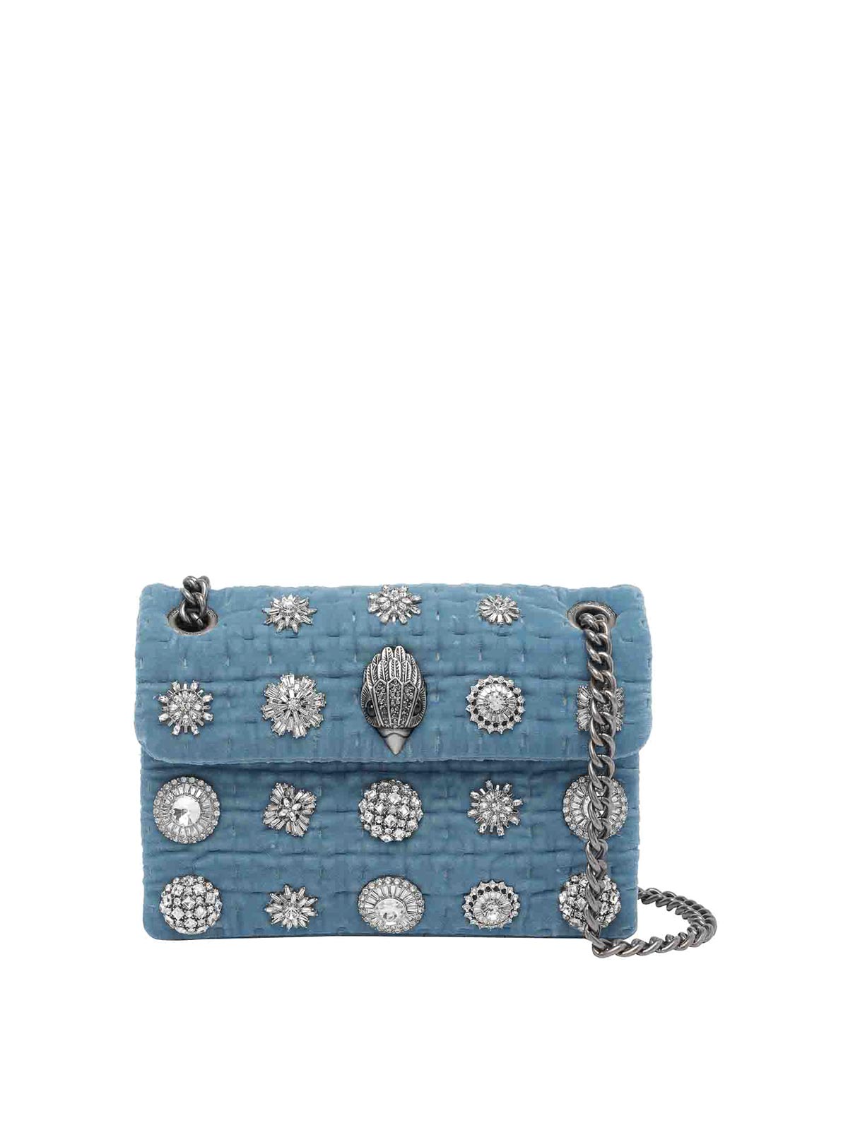 Kurt Geiger Mini Velvet Kensington Bag In Blue