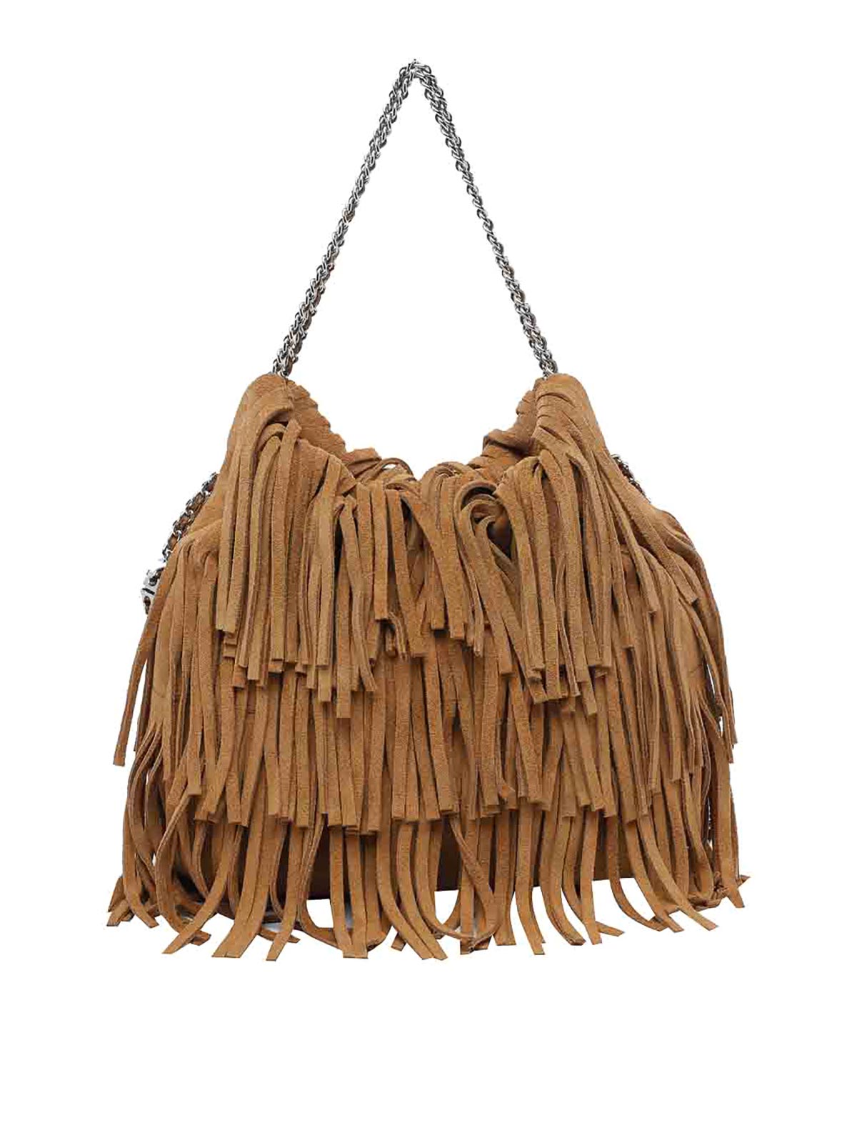 Tory Burch Wild Tabacco Mini Fleming Fringe Hobo Bag In Brown