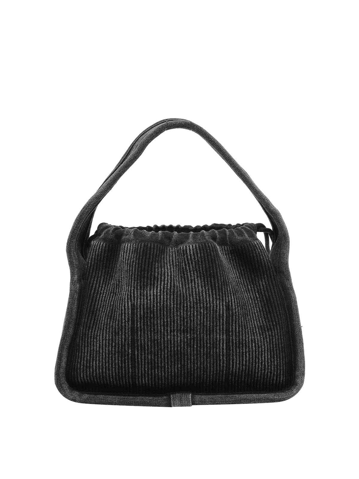 Alexander Wang Grey Cotton Blend Handbag With Drawstring Closure In Gray