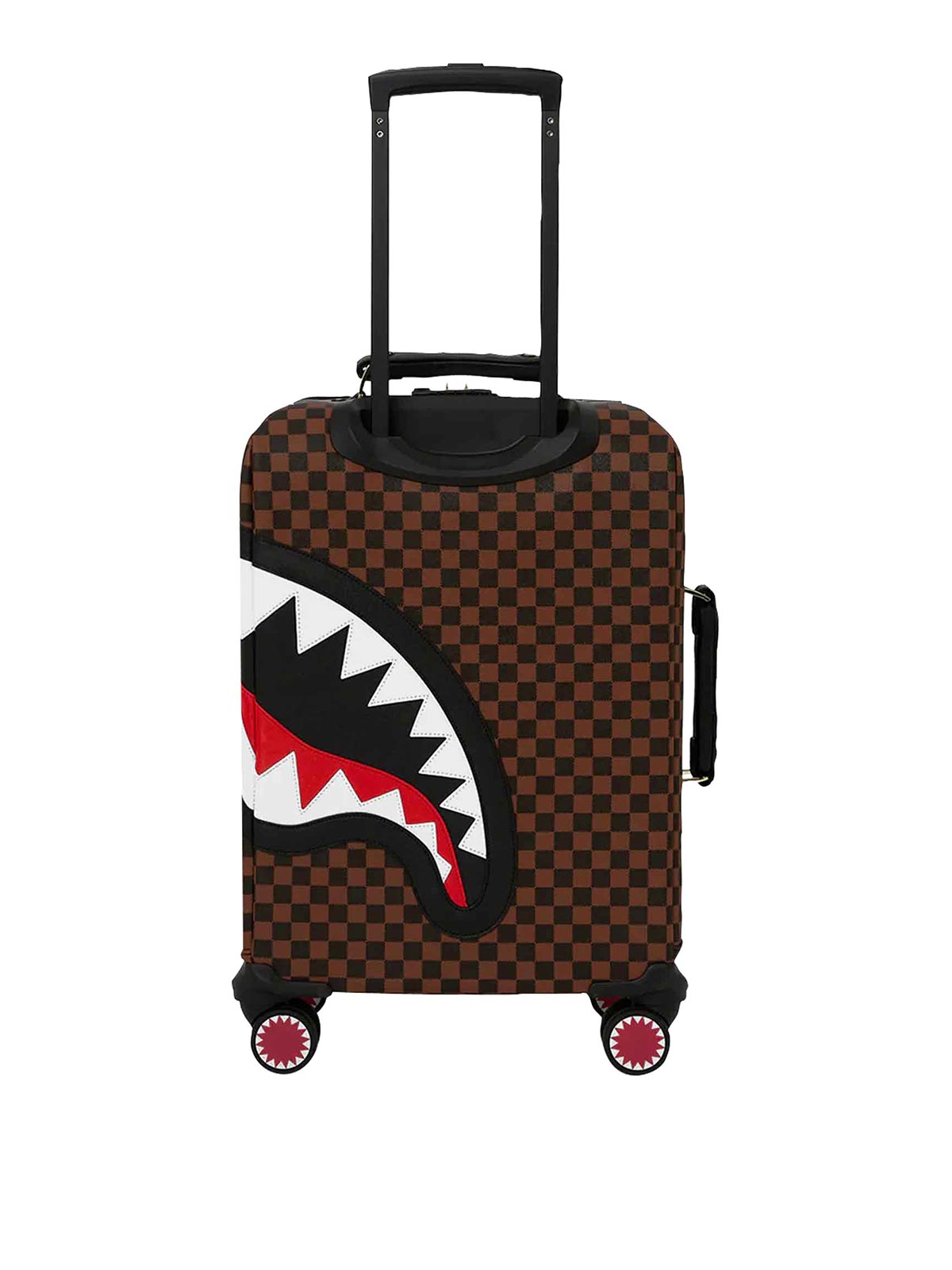 Sprayground Sawtooth Sharks In Paris Checkered Suitcase In Brown