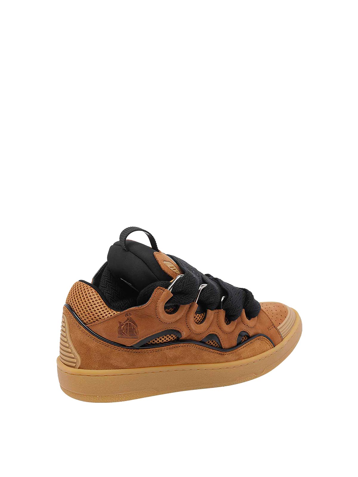 Lanvin Suede Sneakers With Rubber Sole And Pull Tab In Brown