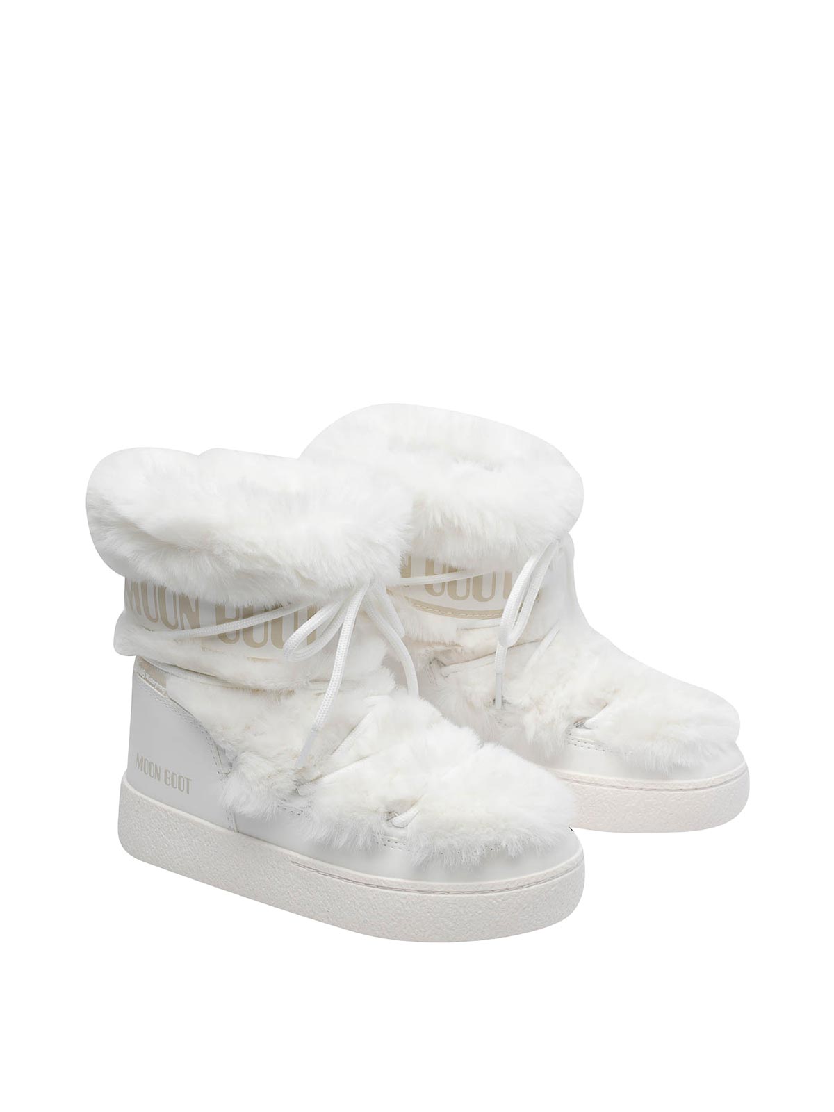 Moon Boot Ltrack Monaco Faux Fur-trimmed Shell And Faux Leather Snow Boots In White