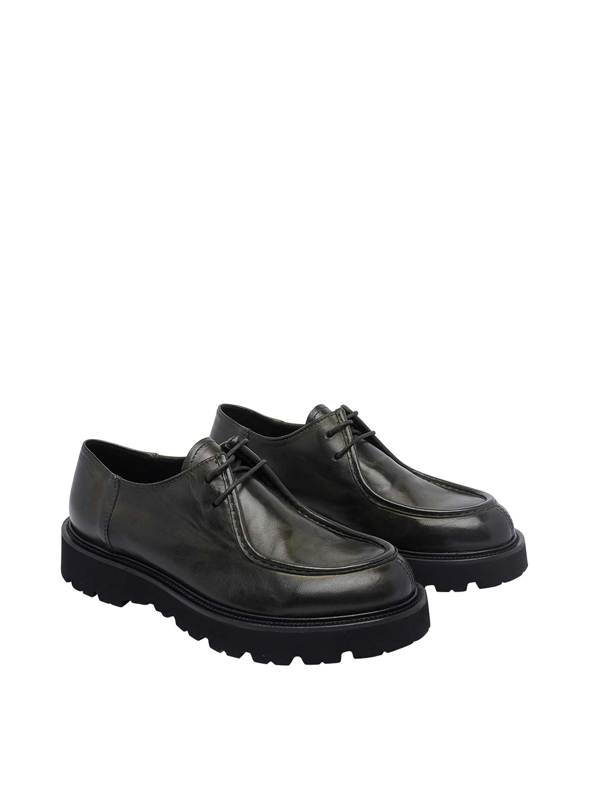 Pawelk's Green Cru Lace Up Shoes In Animal Print