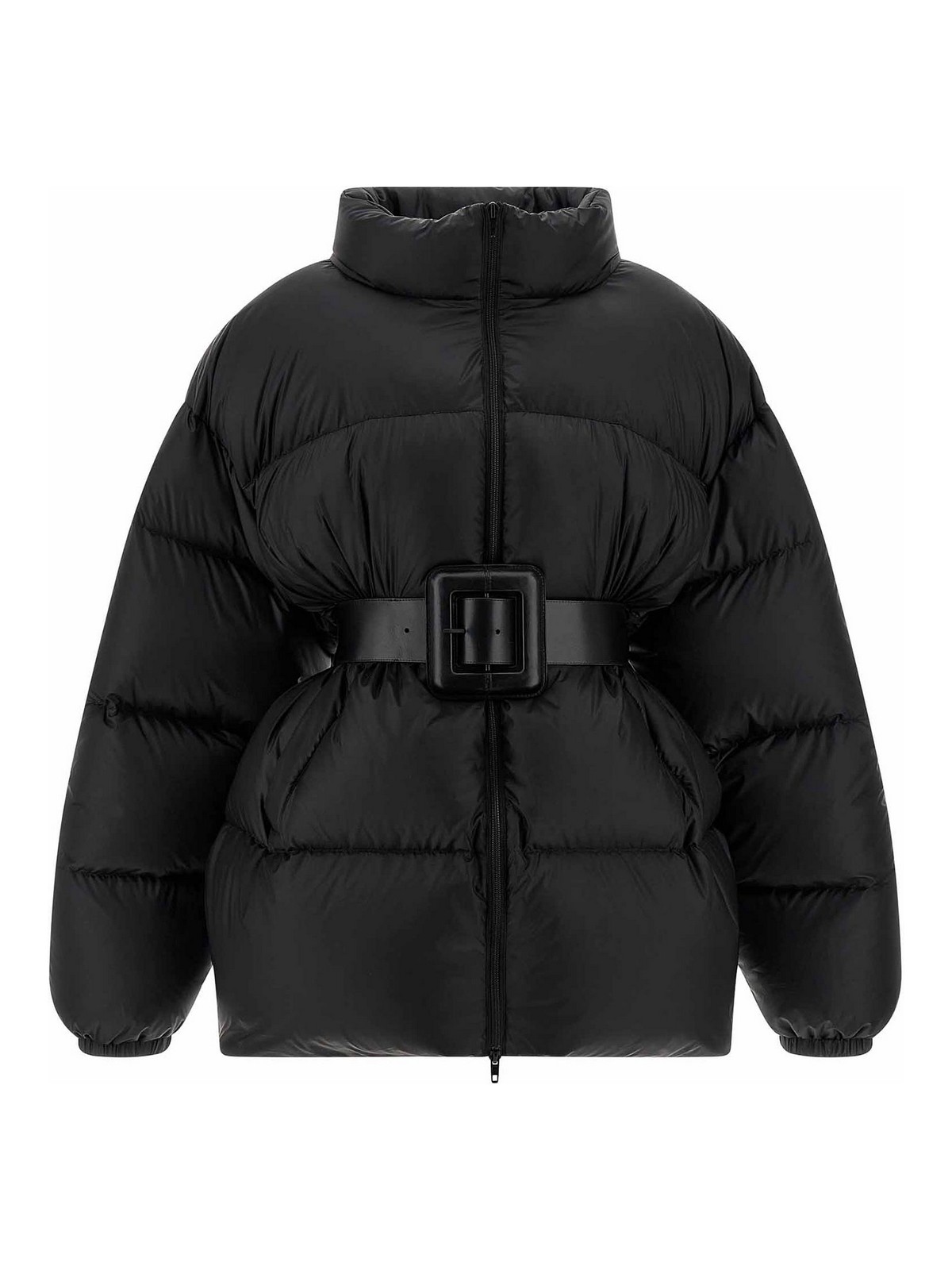 Balenciaga Women Hourglass Belted Short Down Jacket In Black