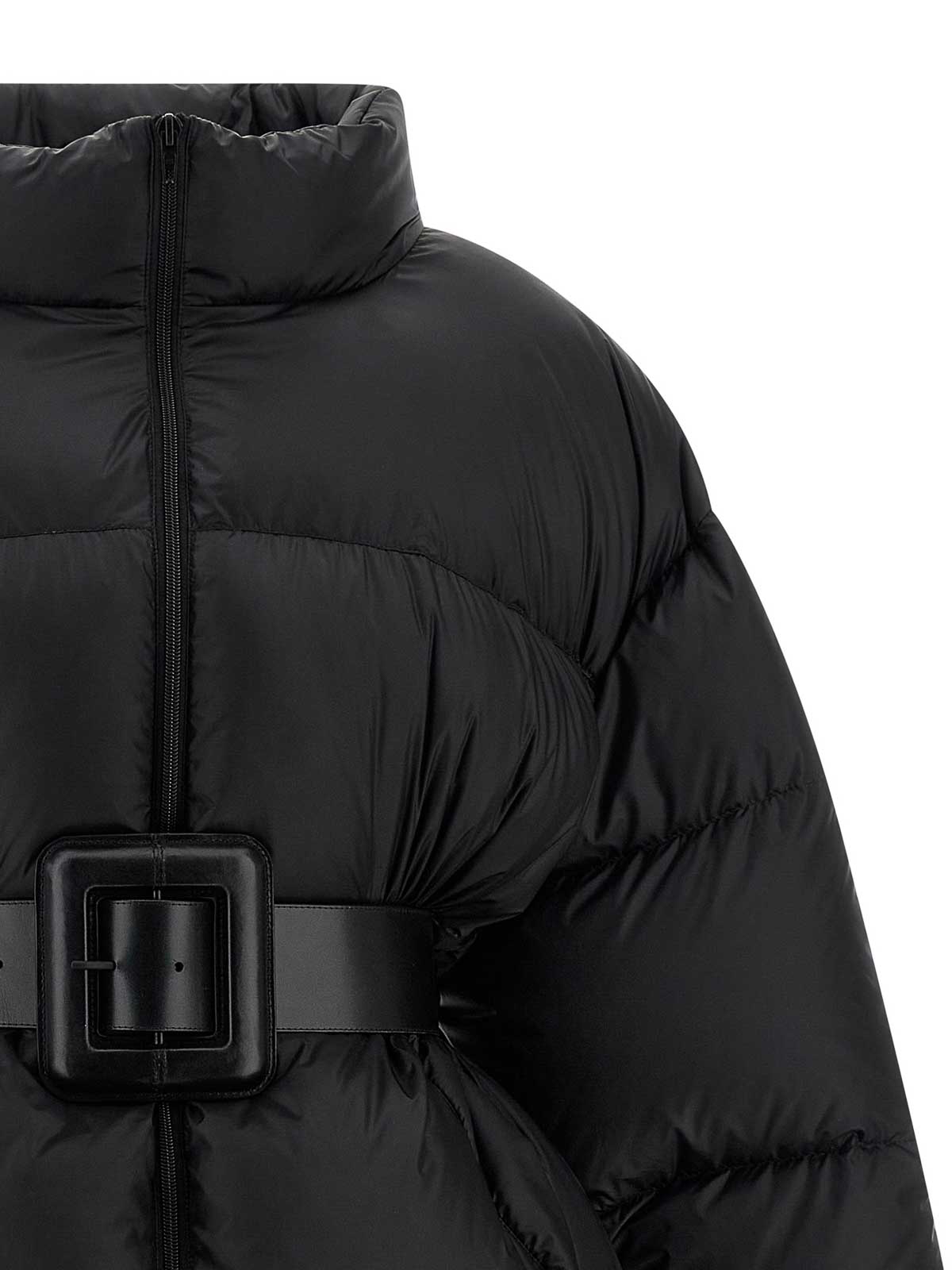 Balenciaga Women Hourglass Belted Short Down Jacket In Black
