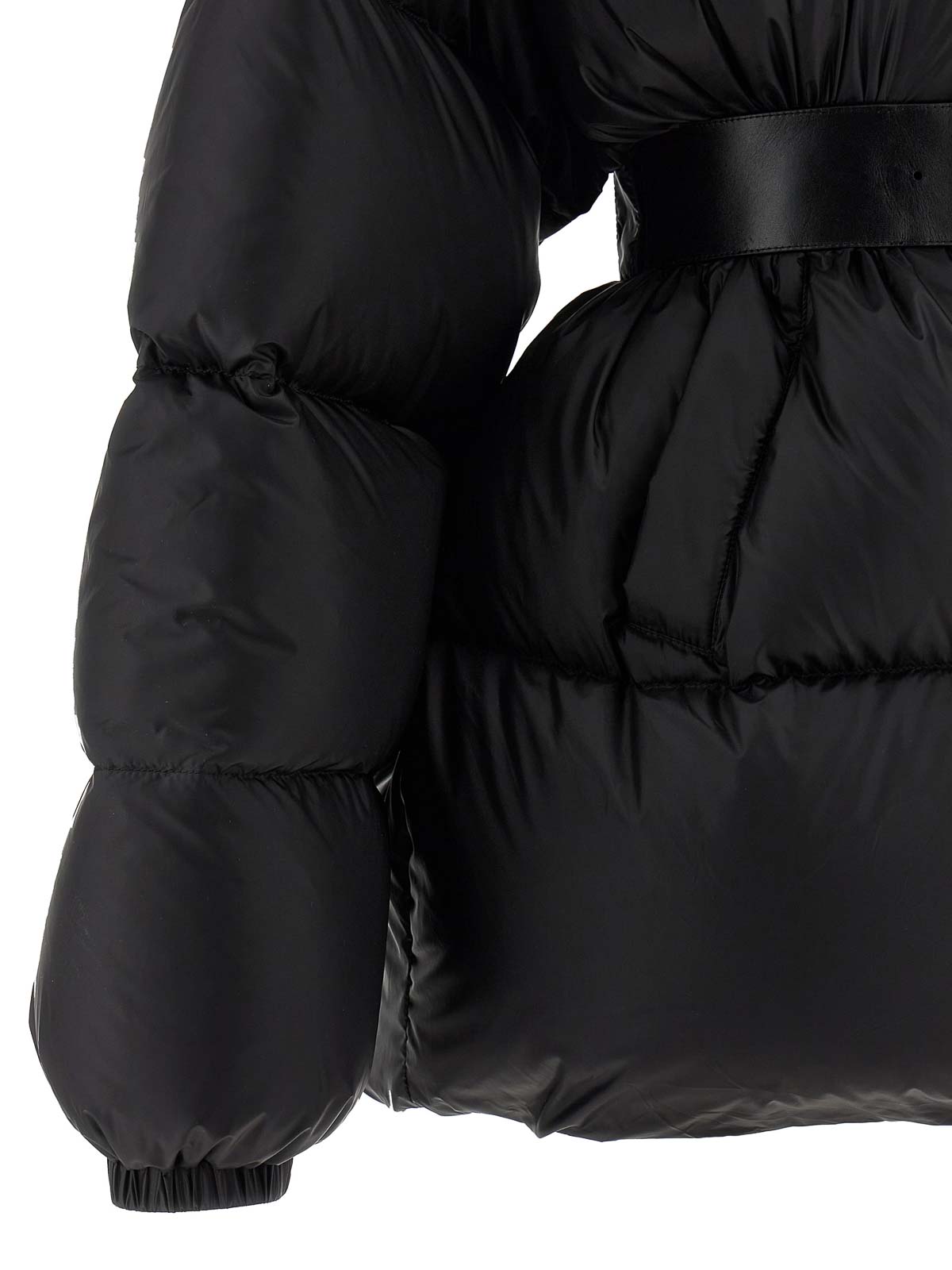 Balenciaga Women Hourglass Belted Short Down Jacket In Black