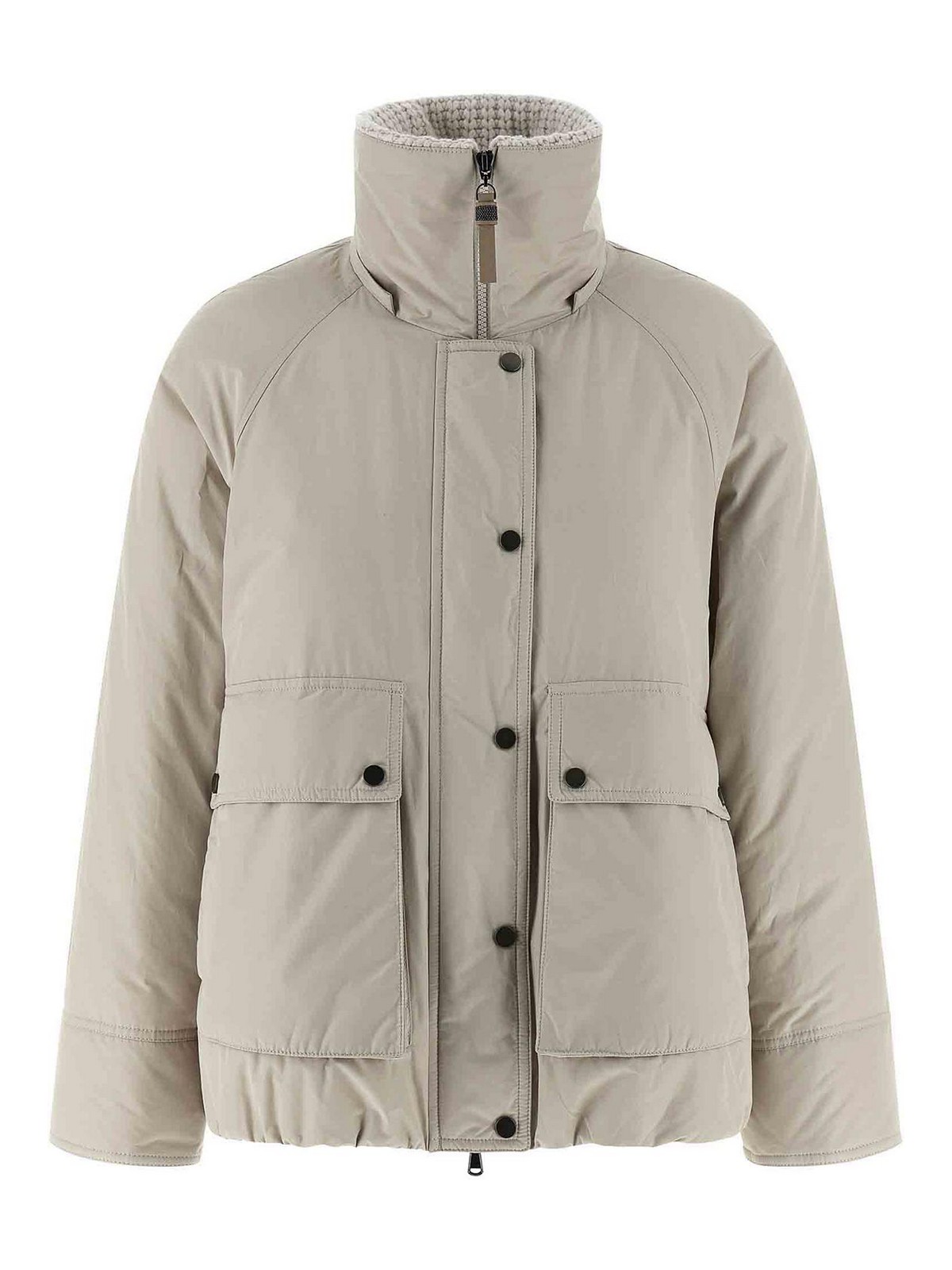 Brunello Cucinelli Cashmere Neck Down Jacket Puffer Jackets Beige In Brown