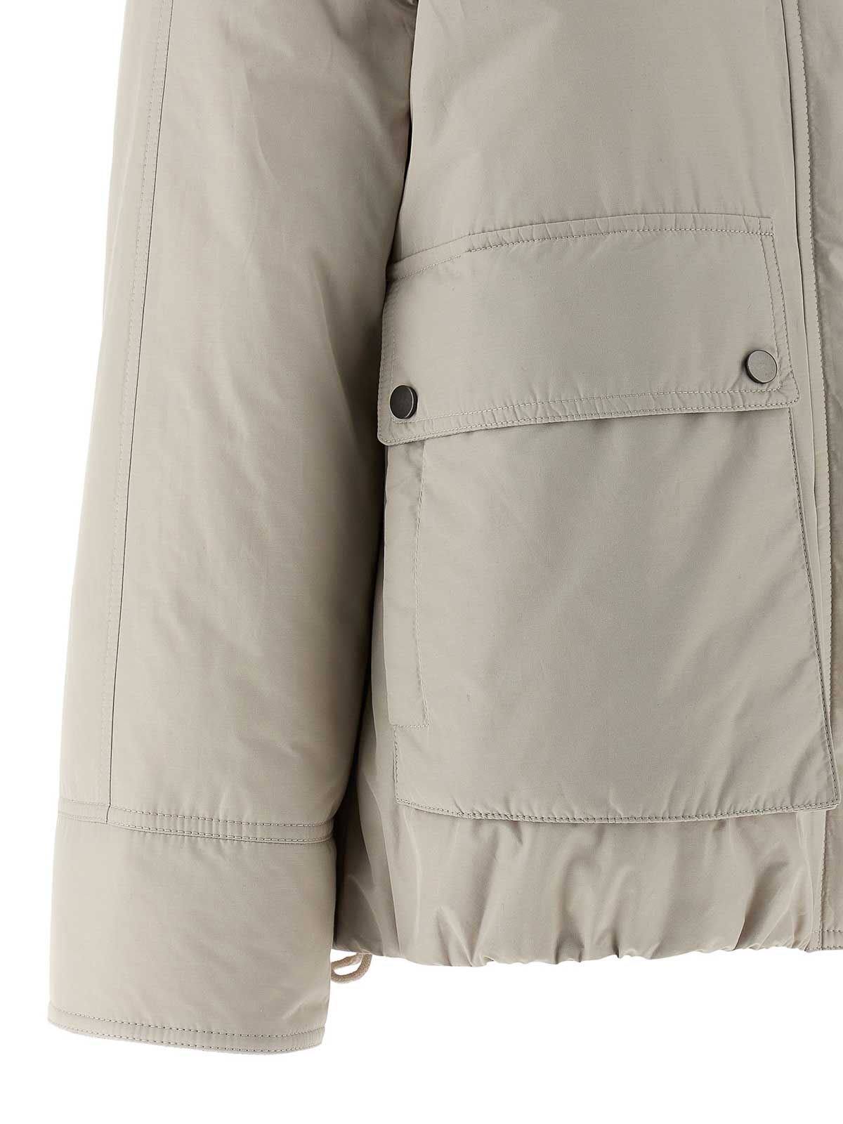 Brunello Cucinelli Cashmere Neck Down Jacket Puffer Jackets Beige In Brown
