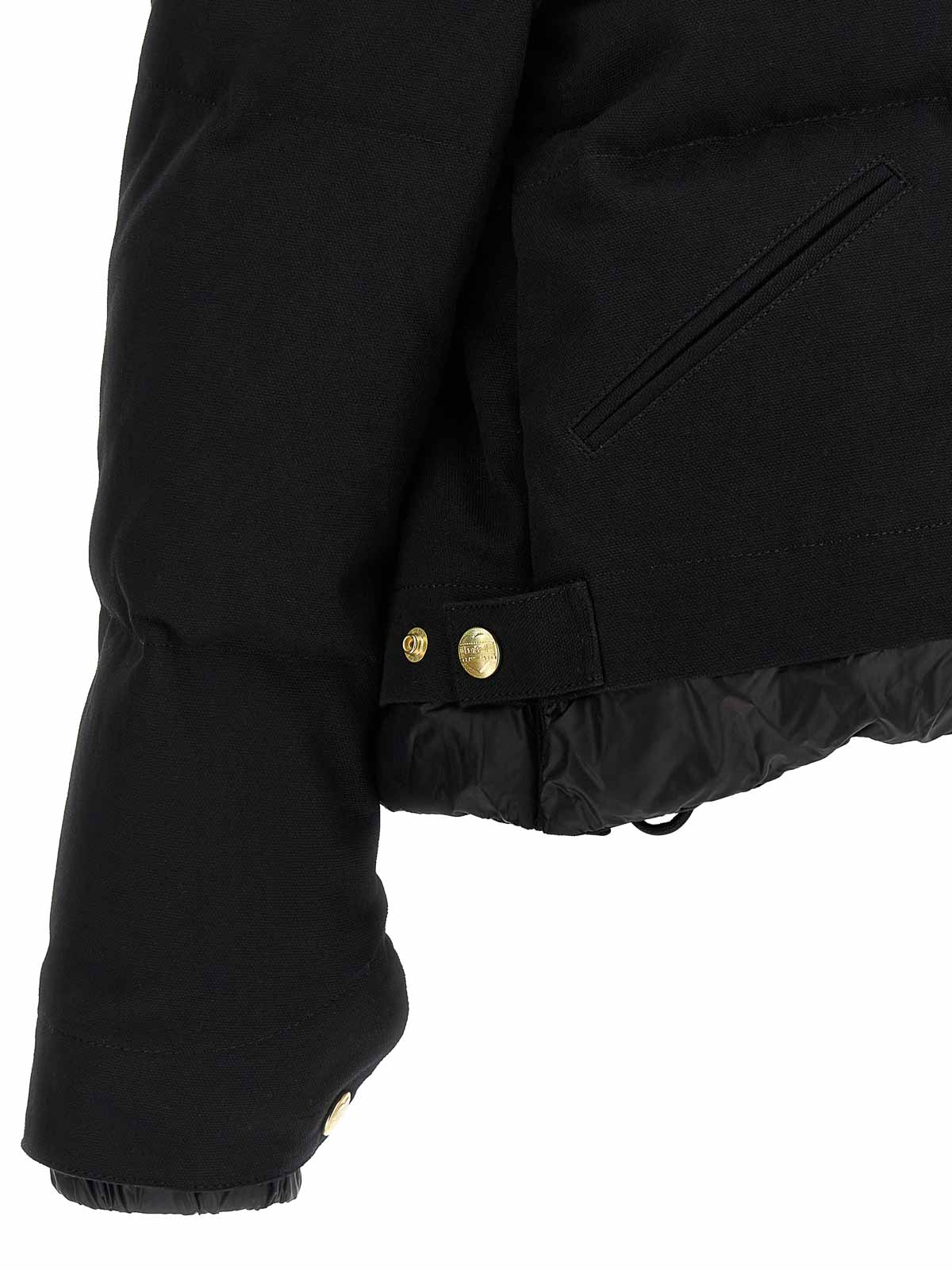 Sacai X Carhartt Wip Corduroy-collar Logo-patch Jacket In Black