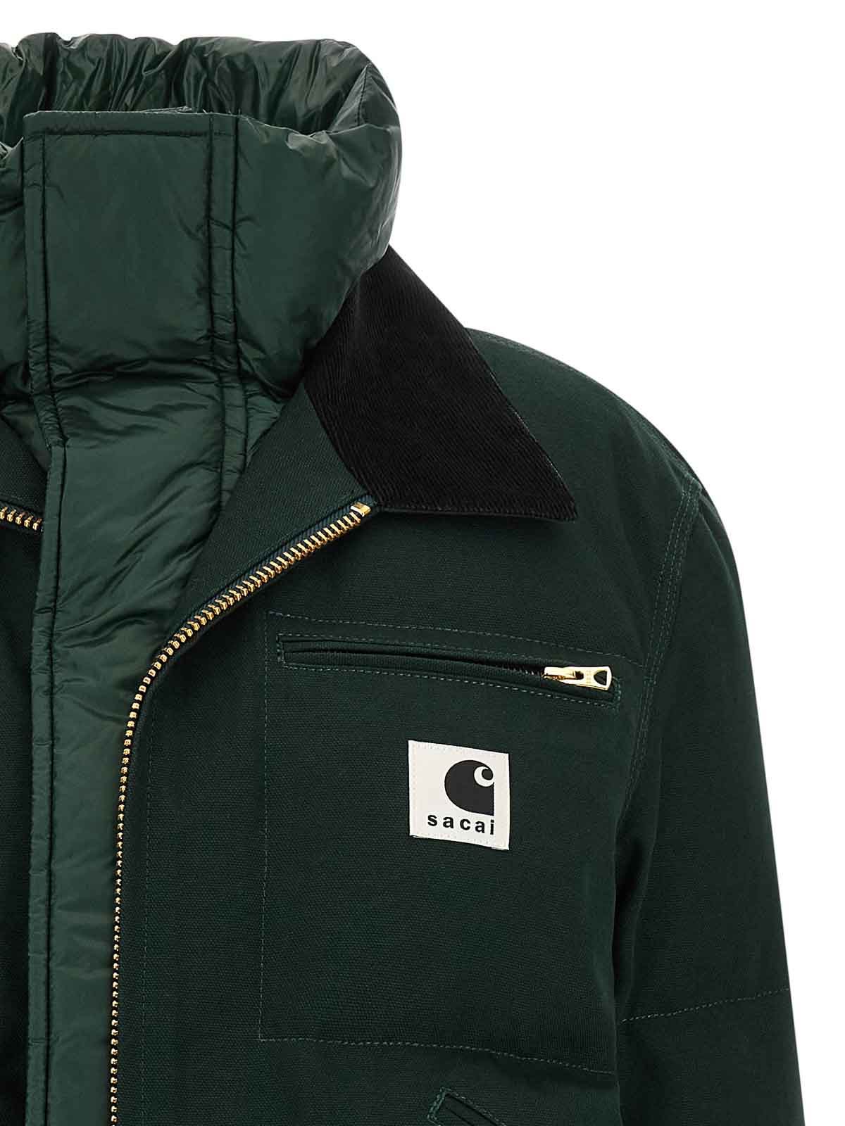 Sacai X Carhartt Wip Capsule Double-layer Jacket In Green