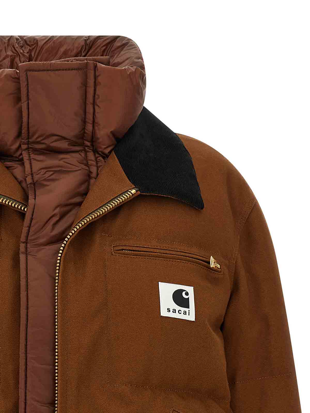 Sacai X Carhartt Wip Capsule Double-layer Jacket In Brown