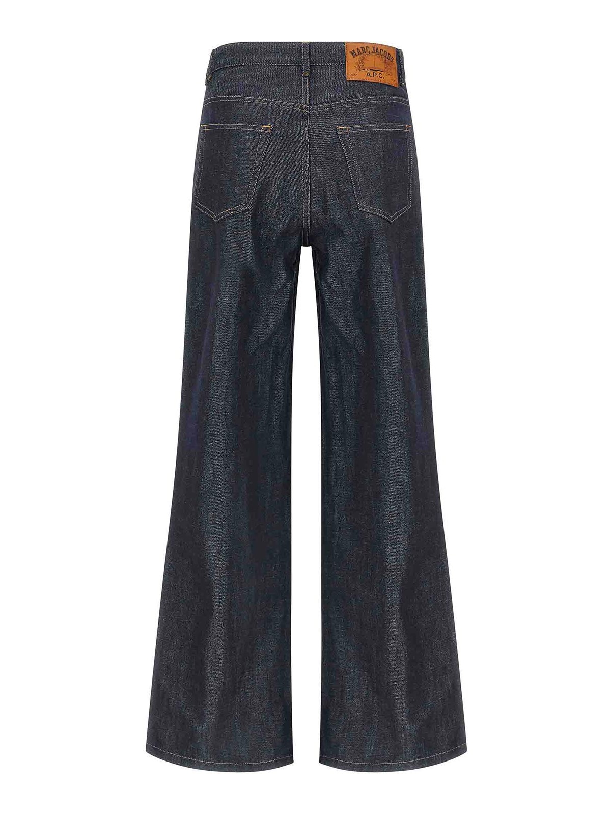 Apc Wide-leg Rigid Denim Jeans With Contrast Stitching In Blue