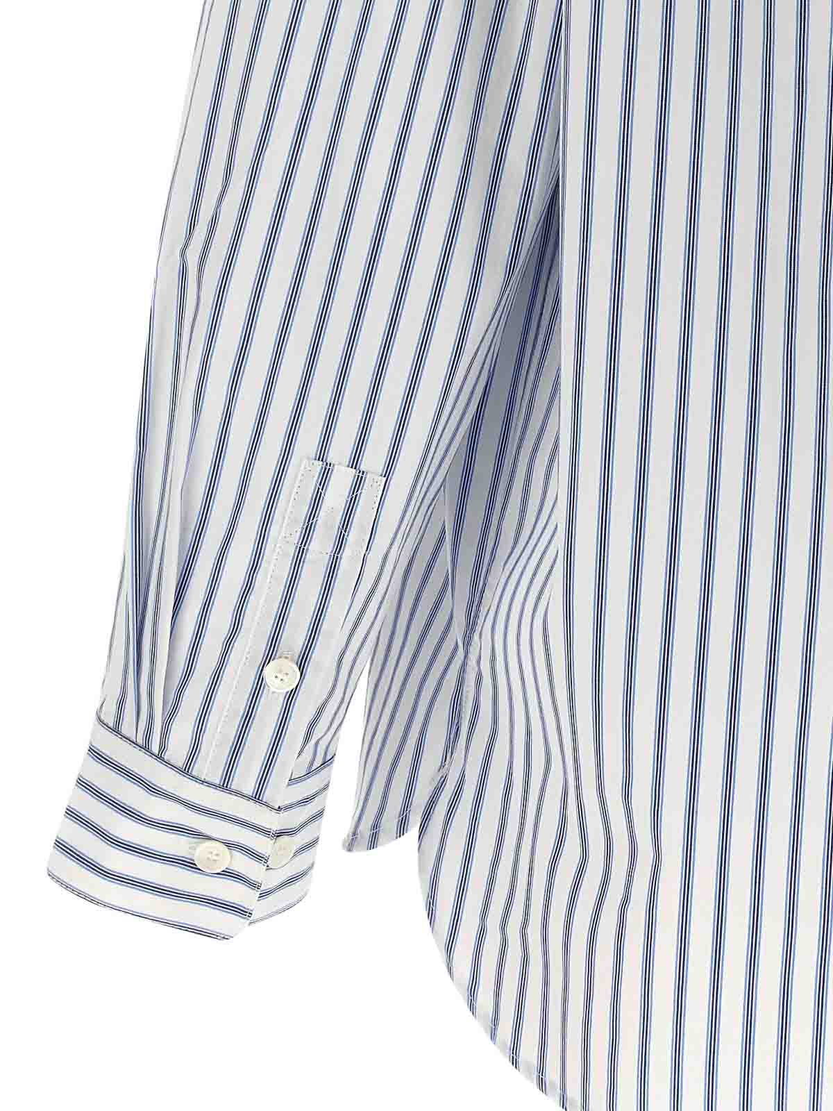 Apc Oversized Striped Button-down Shirt With Logo Details In Blue