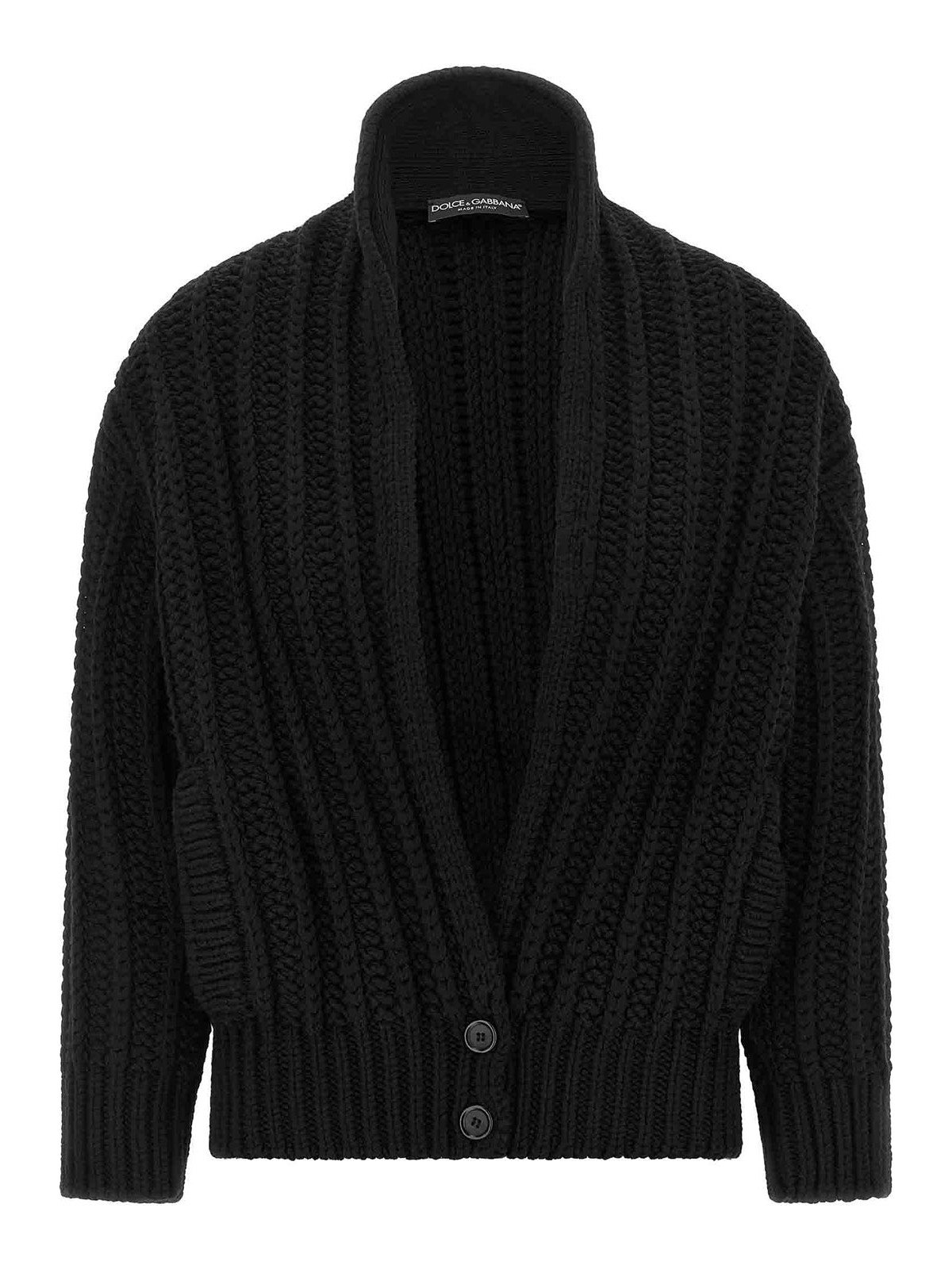 Dolce & Gabbana Coarse Wool Cardigan In Black