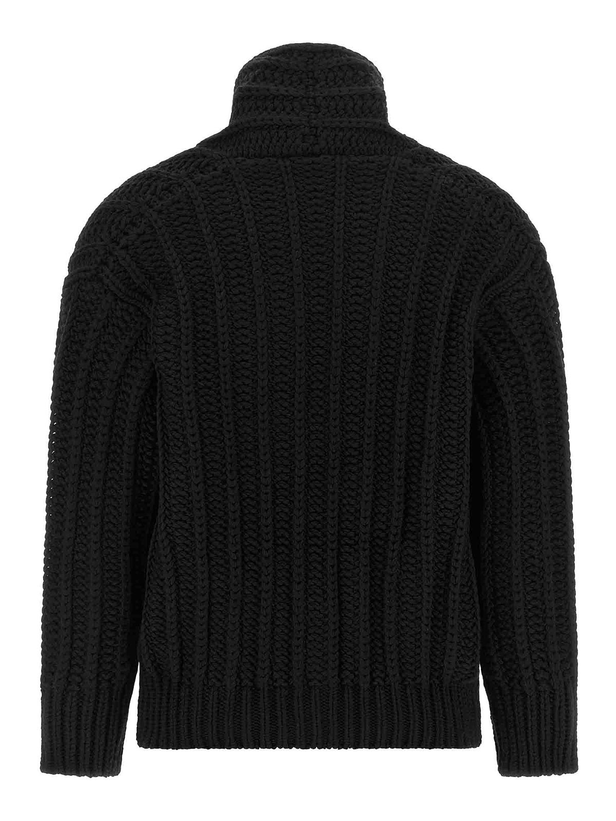 Dolce & Gabbana Coarse Wool Cardigan In Black