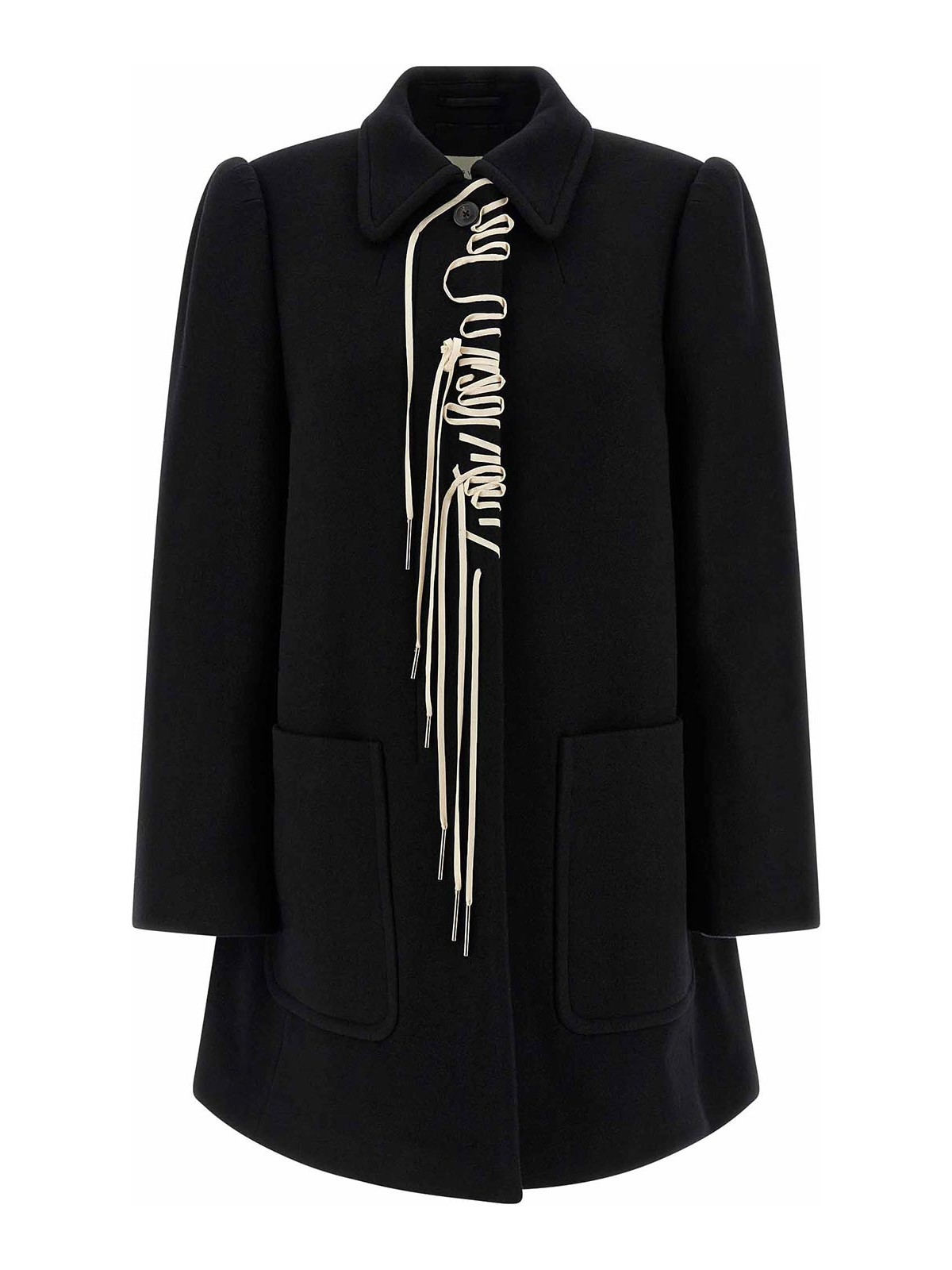 Dries Van Noten Structured White Jacket With High Shoulder Pads And Elegant Collar In Black