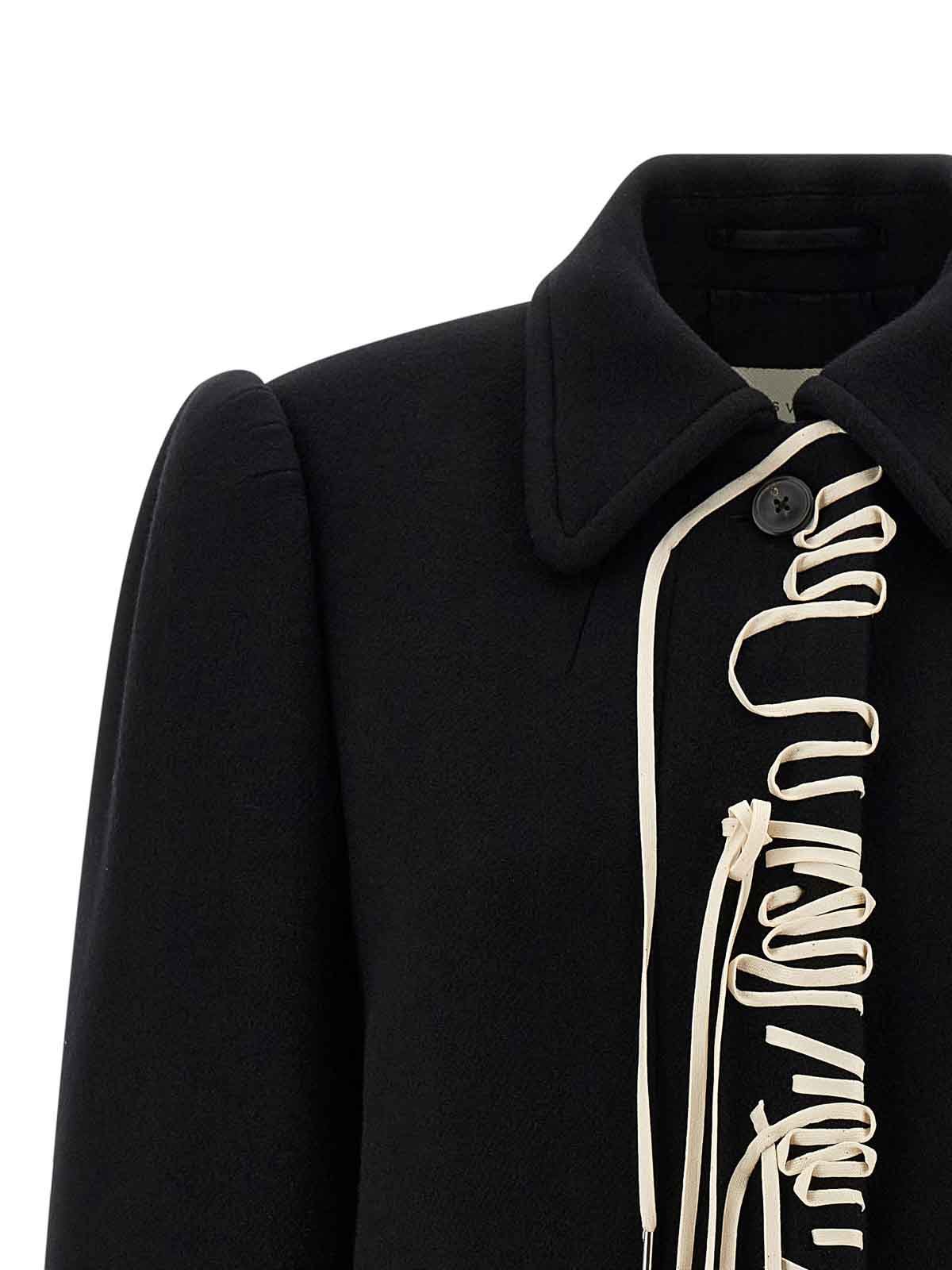 Dries Van Noten Structured White Jacket With High Shoulder Pads And Elegant Collar In Black