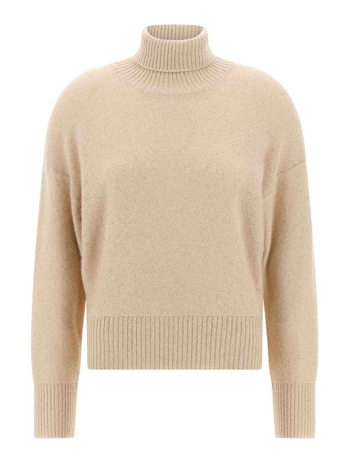 Fabiana Filippi Sequin Turtleneck Sweater Sweaters And Cardigans Beige In Neutral