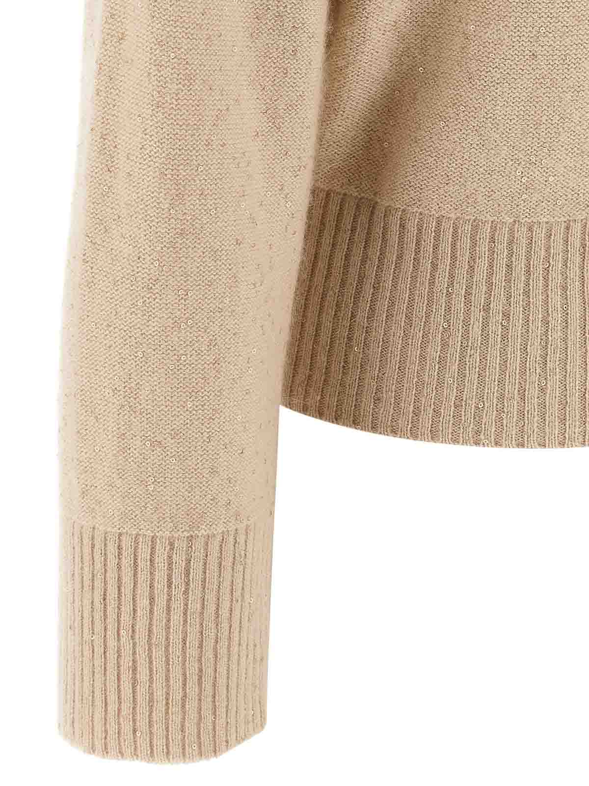 Fabiana Filippi Sequin Turtleneck Sweater Sweaters And Cardigans Beige In Neutral