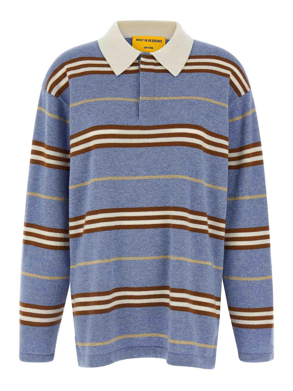 Guest In Residence Striped Rugby Polo Shirt In Blue