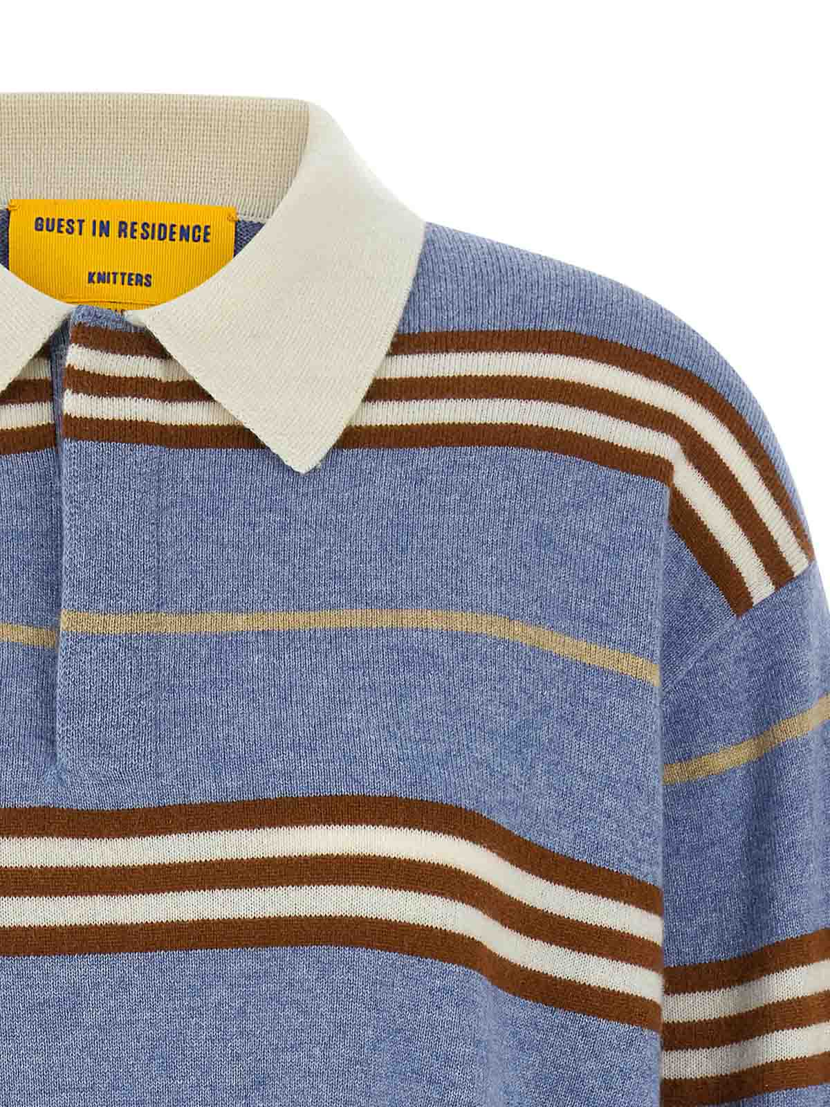 Guest In Residence Striped Rugby Polo Shirt In Blue