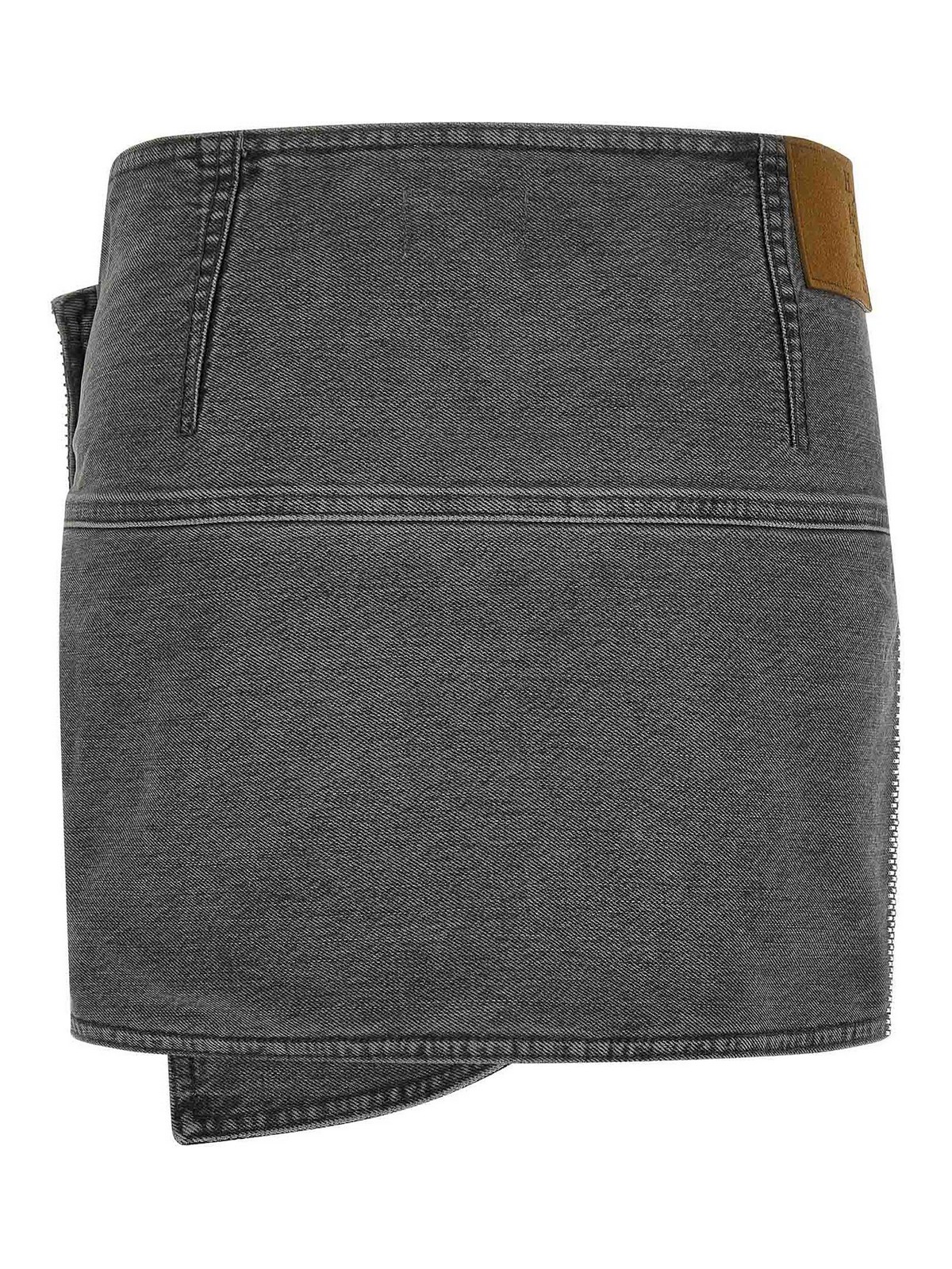 Haikure Asymmetric Metallic Skirt Contrast Patch In Gray