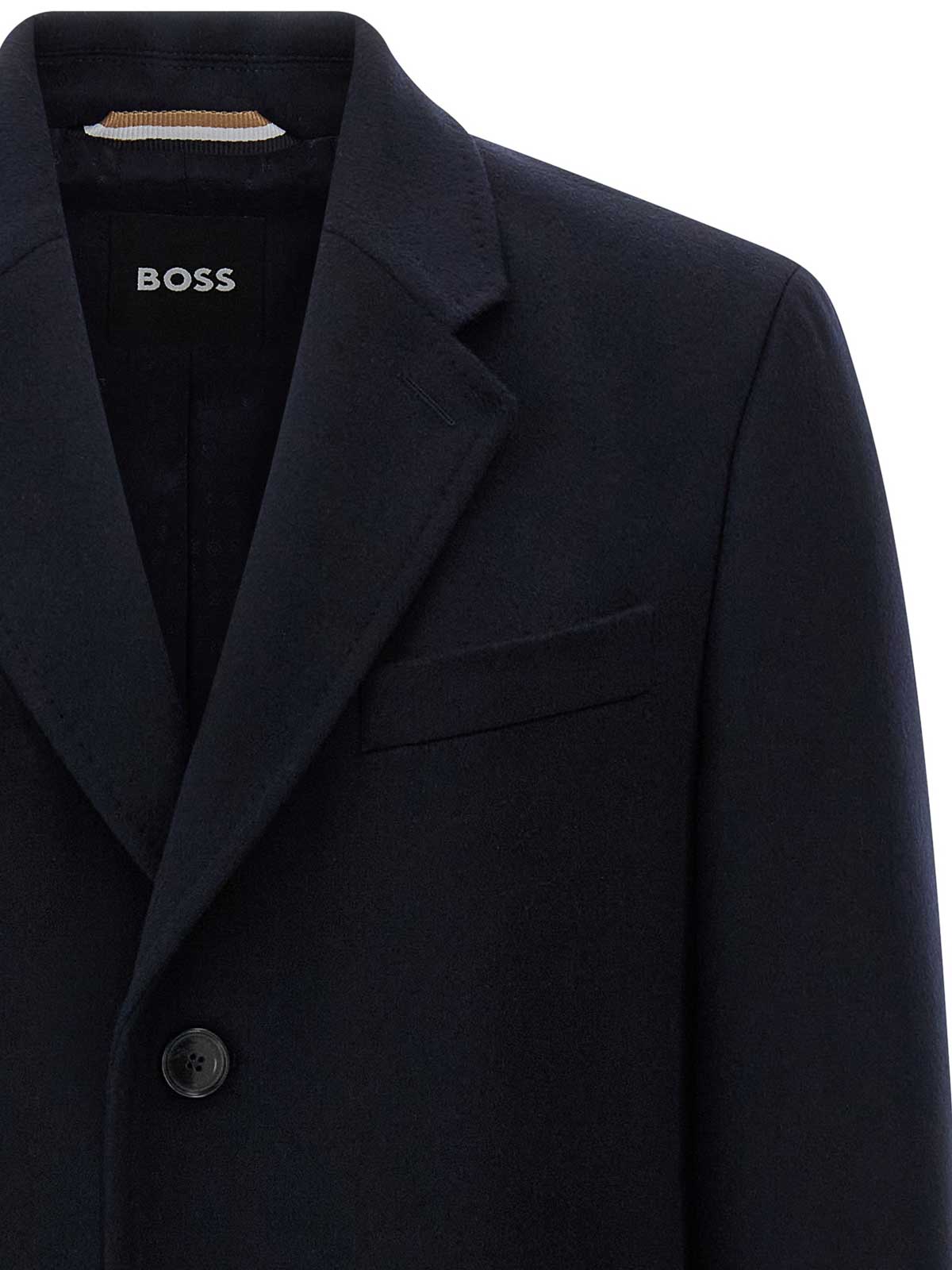 Hugo Boss Tailored Blue Coat With Structured Silhouette In Blue
