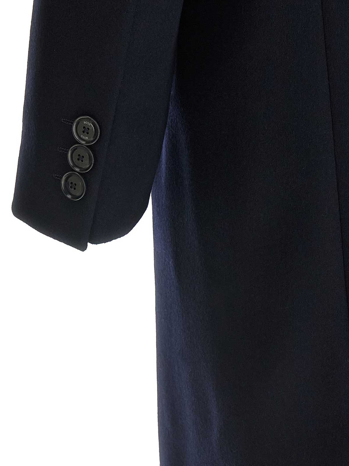 Hugo Boss Tailored Blue Coat With Structured Silhouette In Blue