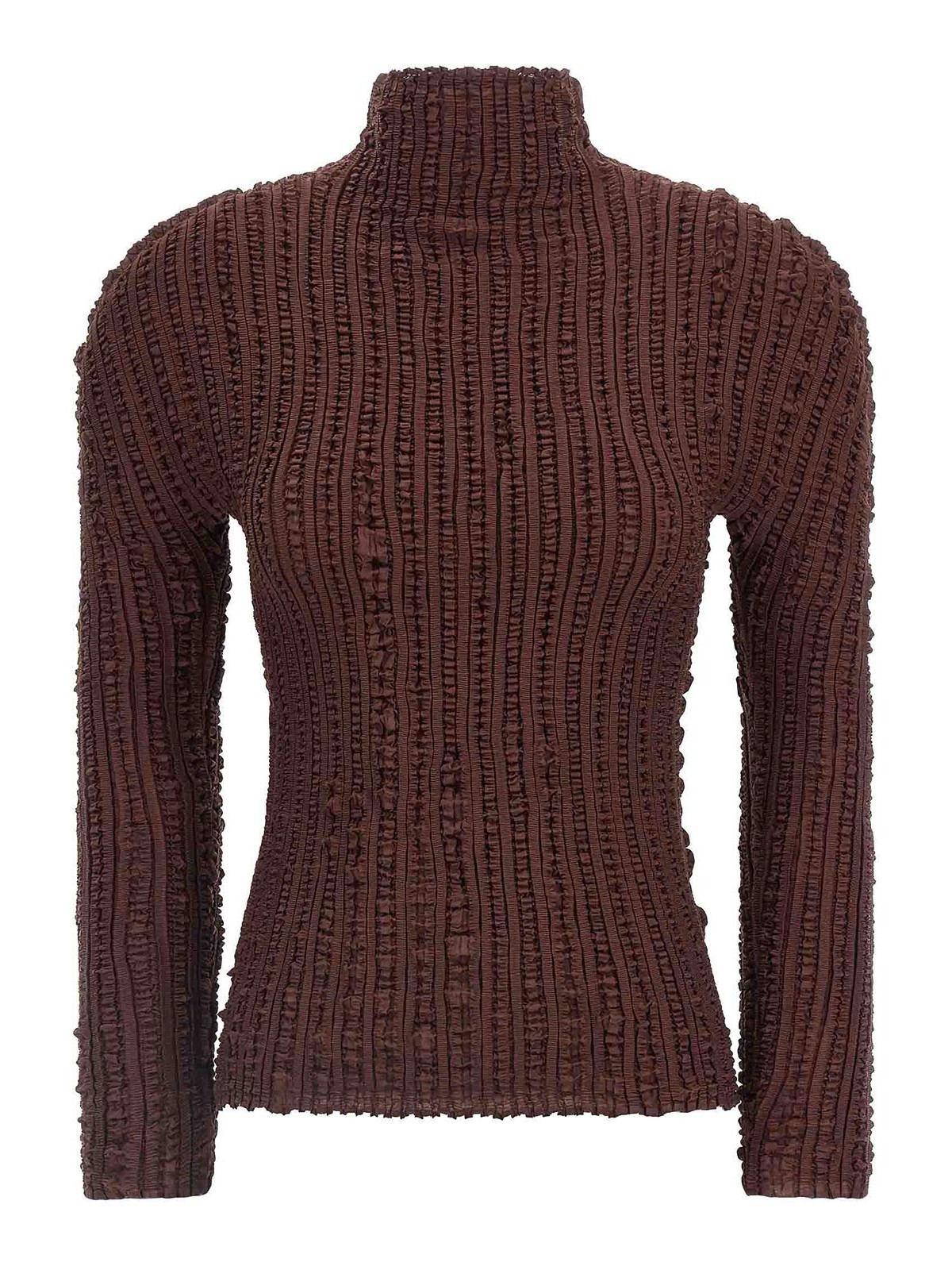 Issey Miyake Jellyfish Pleats Sweater In Brown