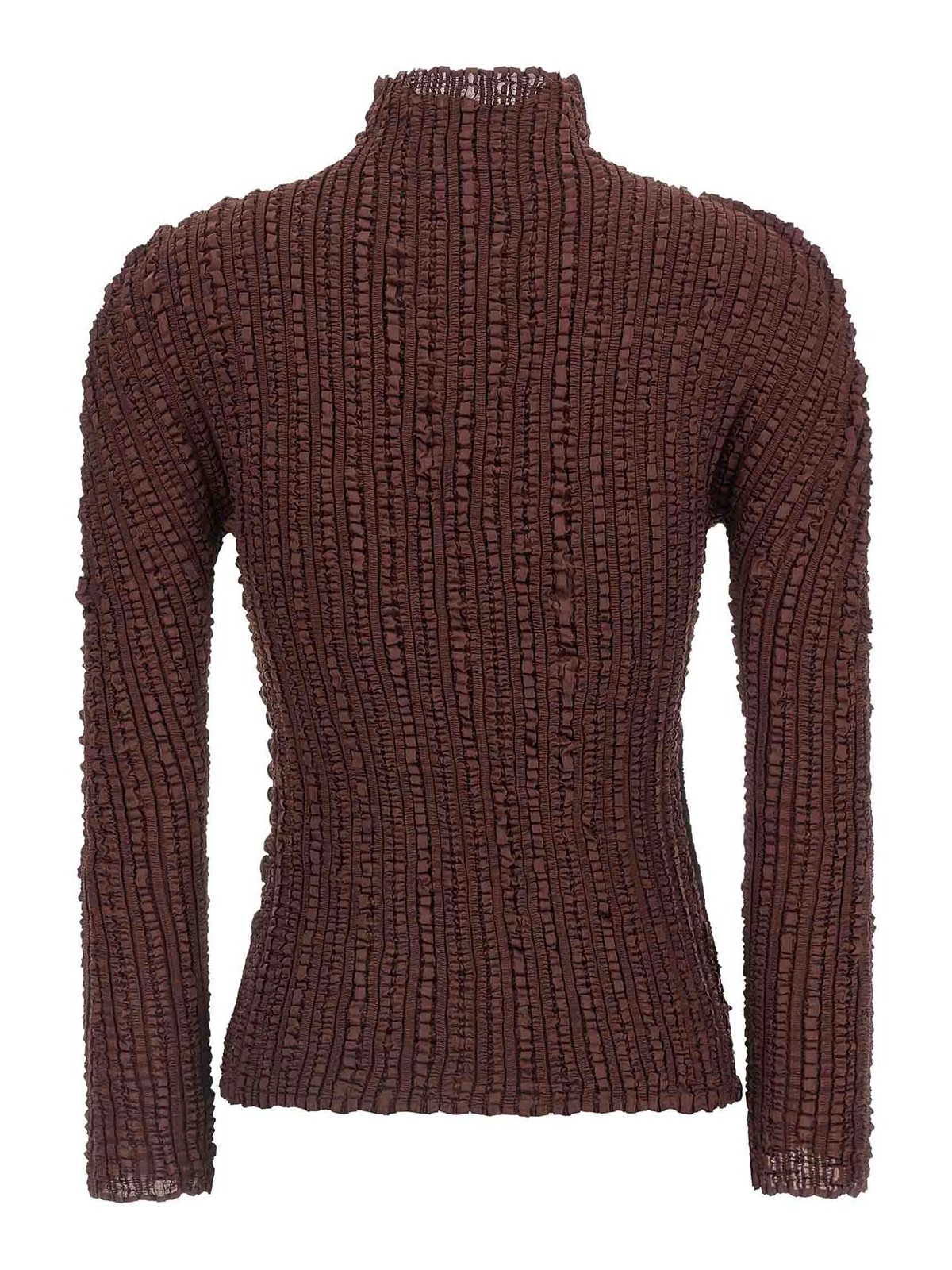 Issey Miyake Jellyfish Pleats Sweater In Brown