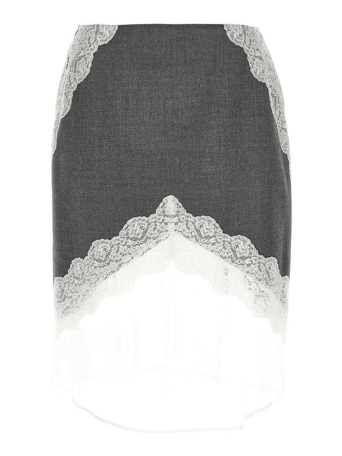 Jil Sander Organza Lace Wool Skirt In Gray