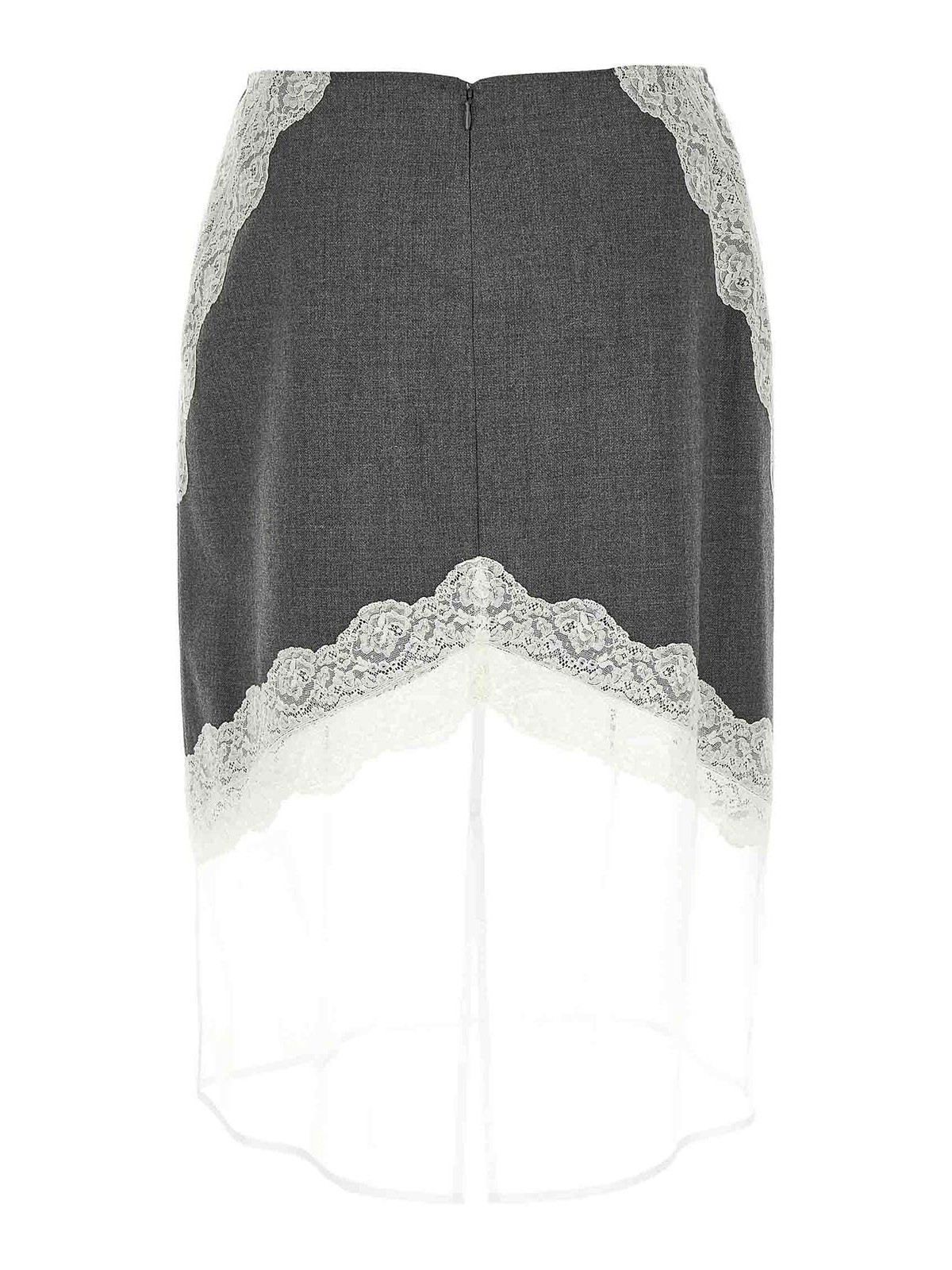 Jil Sander Organza Lace Wool Skirt In Gray