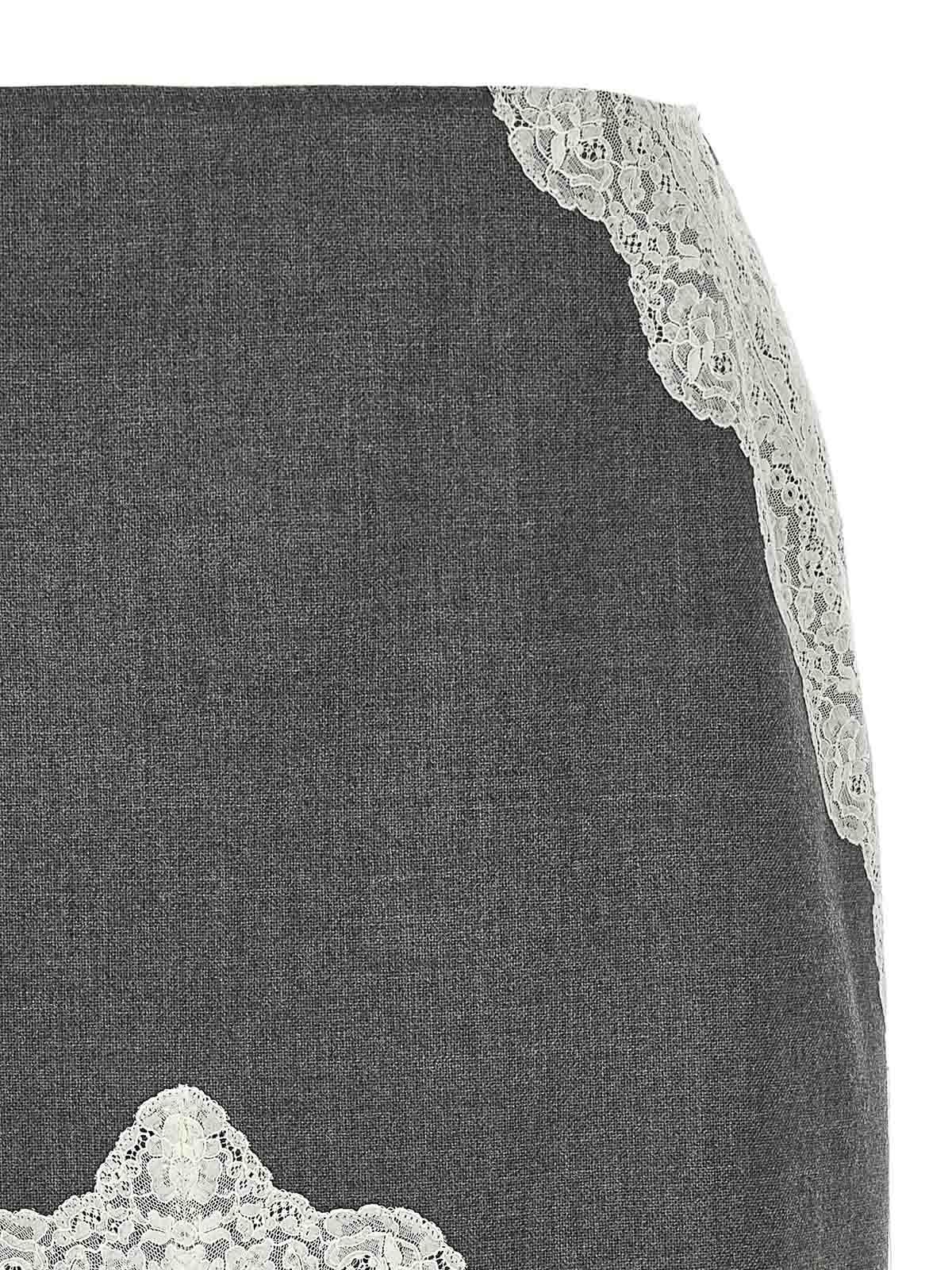 Jil Sander Organza Lace Wool Skirt In Gray