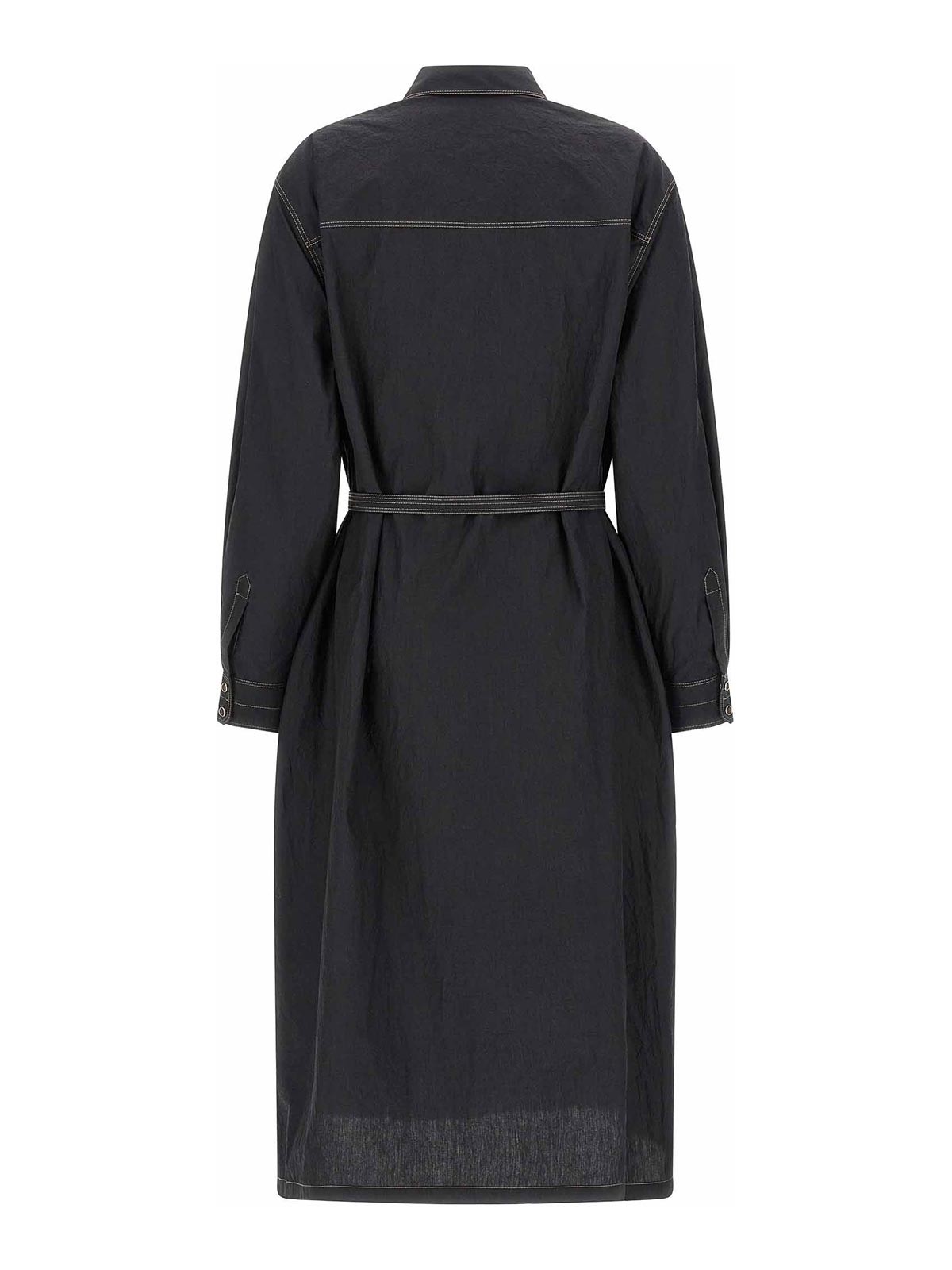 Lemaire Asymmetrical Dress With Long Sleeves And Belt In Gray